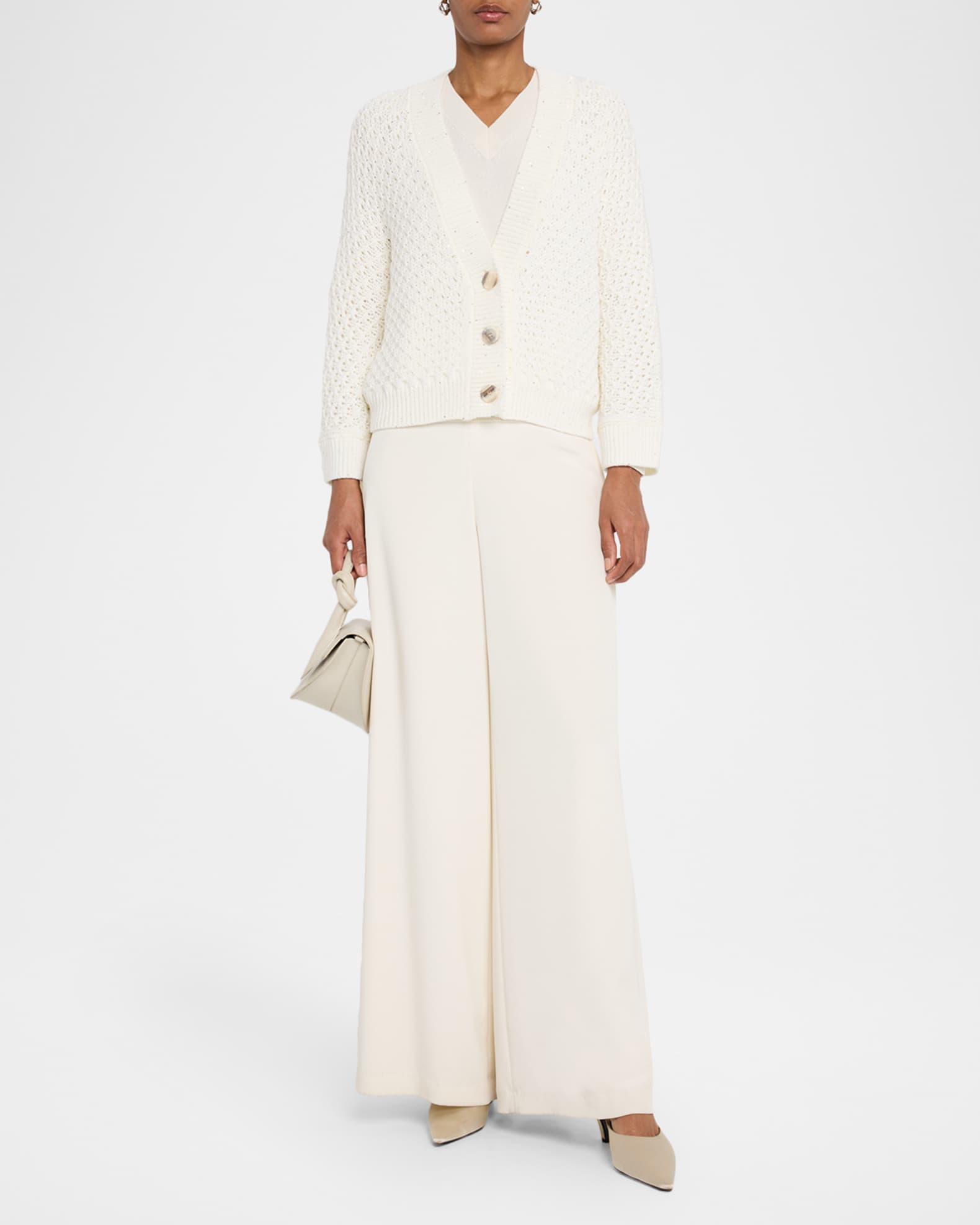 Sequin Knit Virgin Wool Cardigan 1