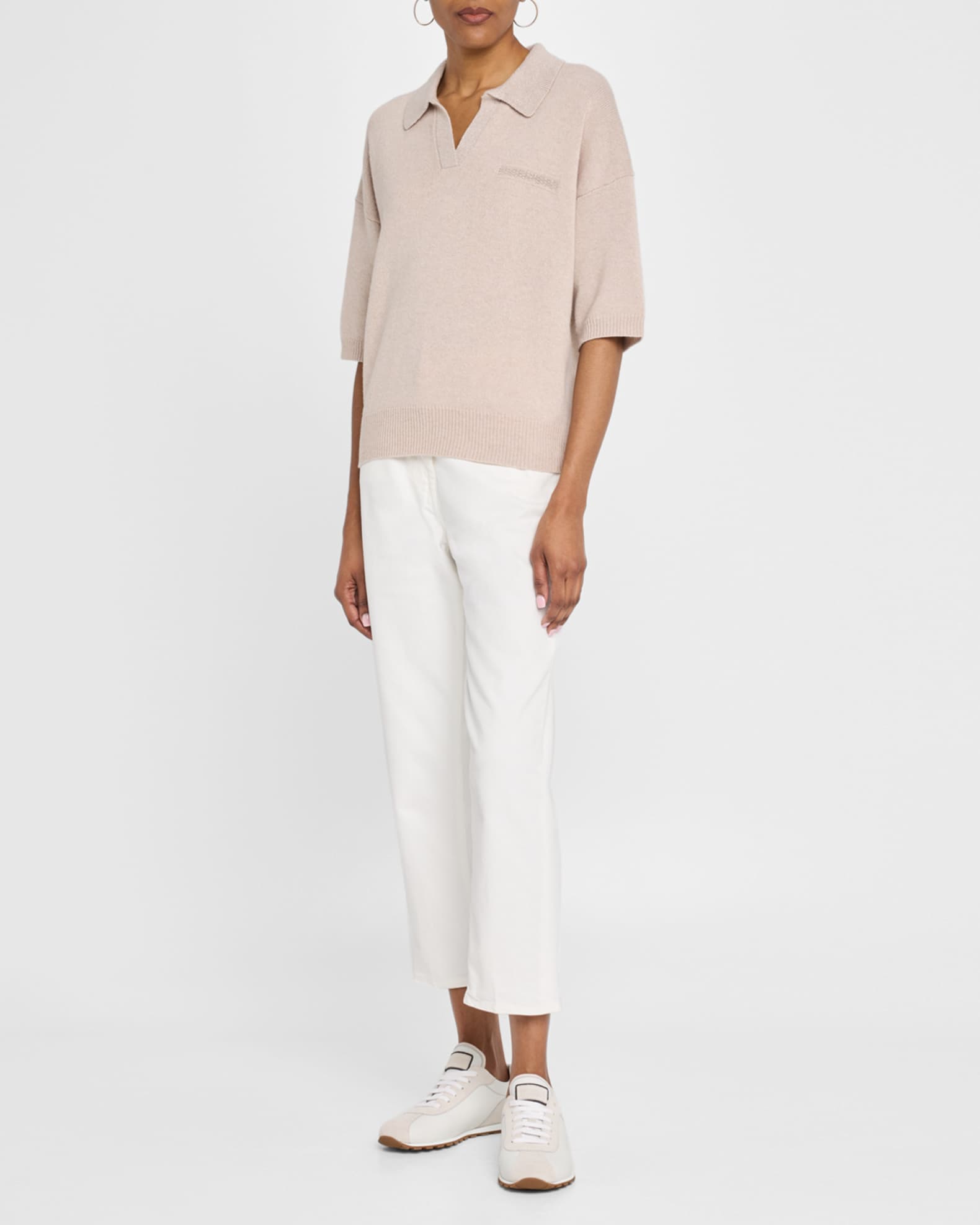 Punto Luce Wool-Cashmere Polo Sweater 1