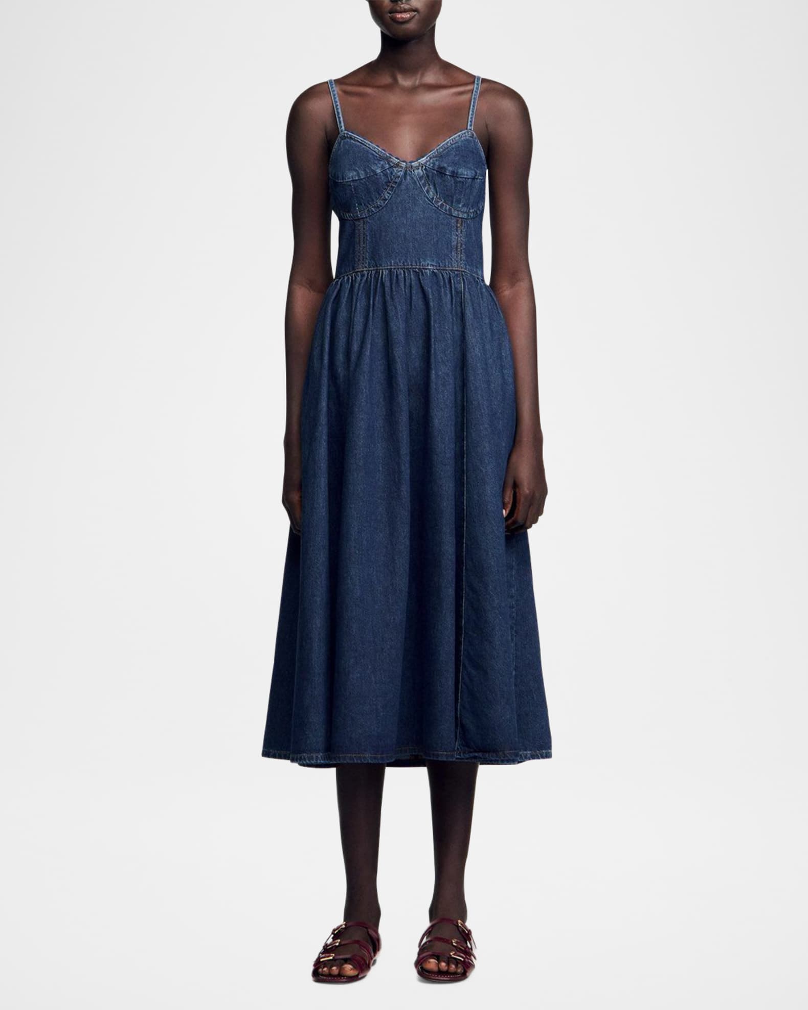 Sandro Sophie Denim Midi Dress | Neiman Marcus