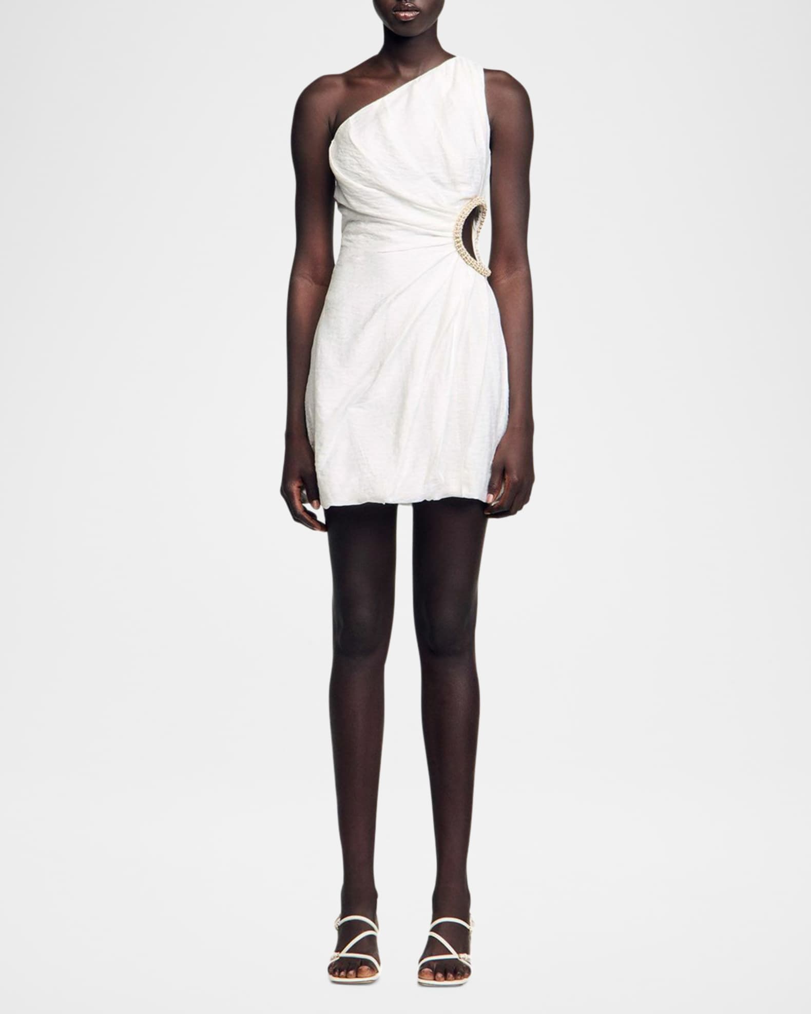 Dalida Asymmetric Embellished Cutout Mini Dress 1