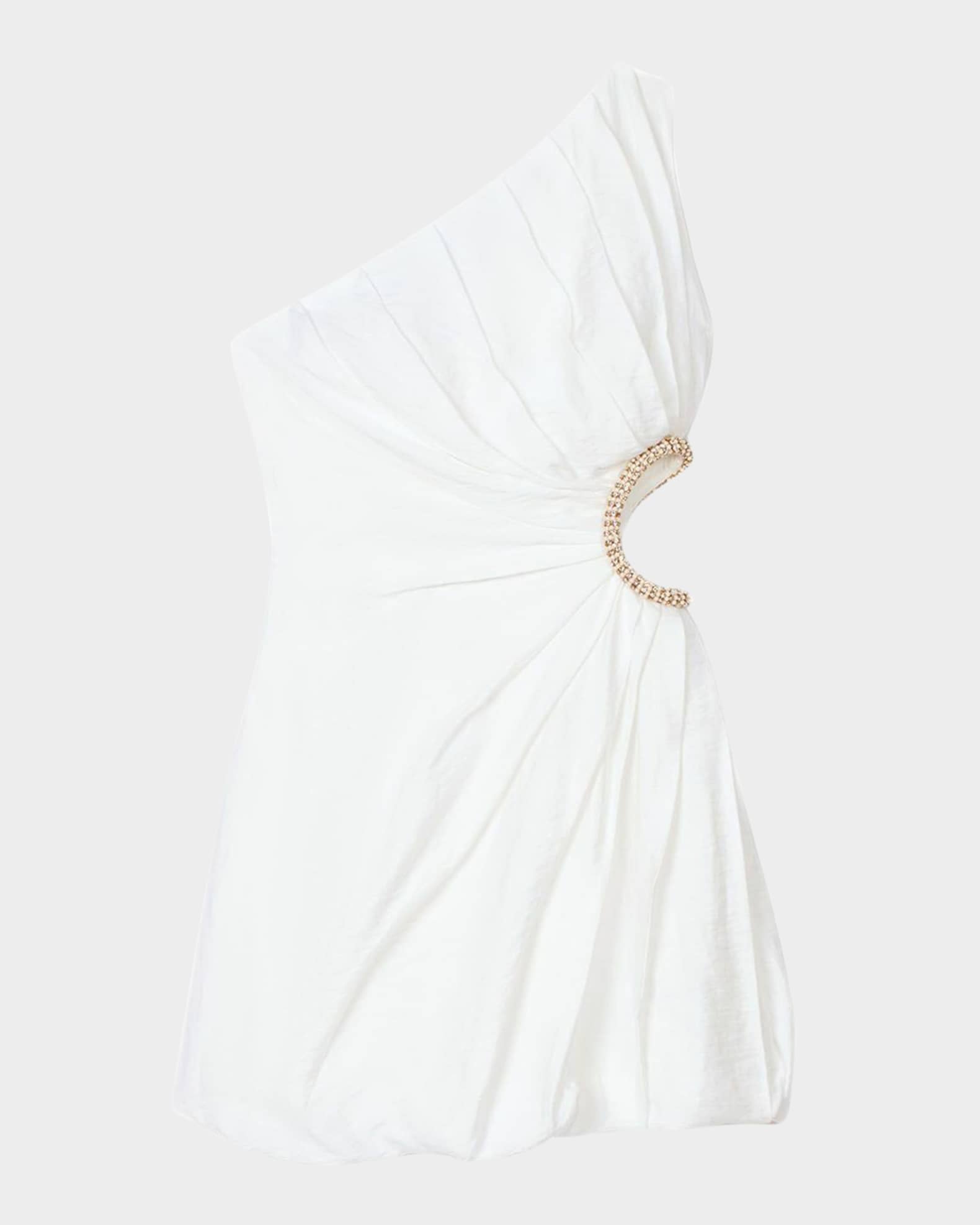 Dalida Asymmetric Embellished Cutout Mini Dress 0
