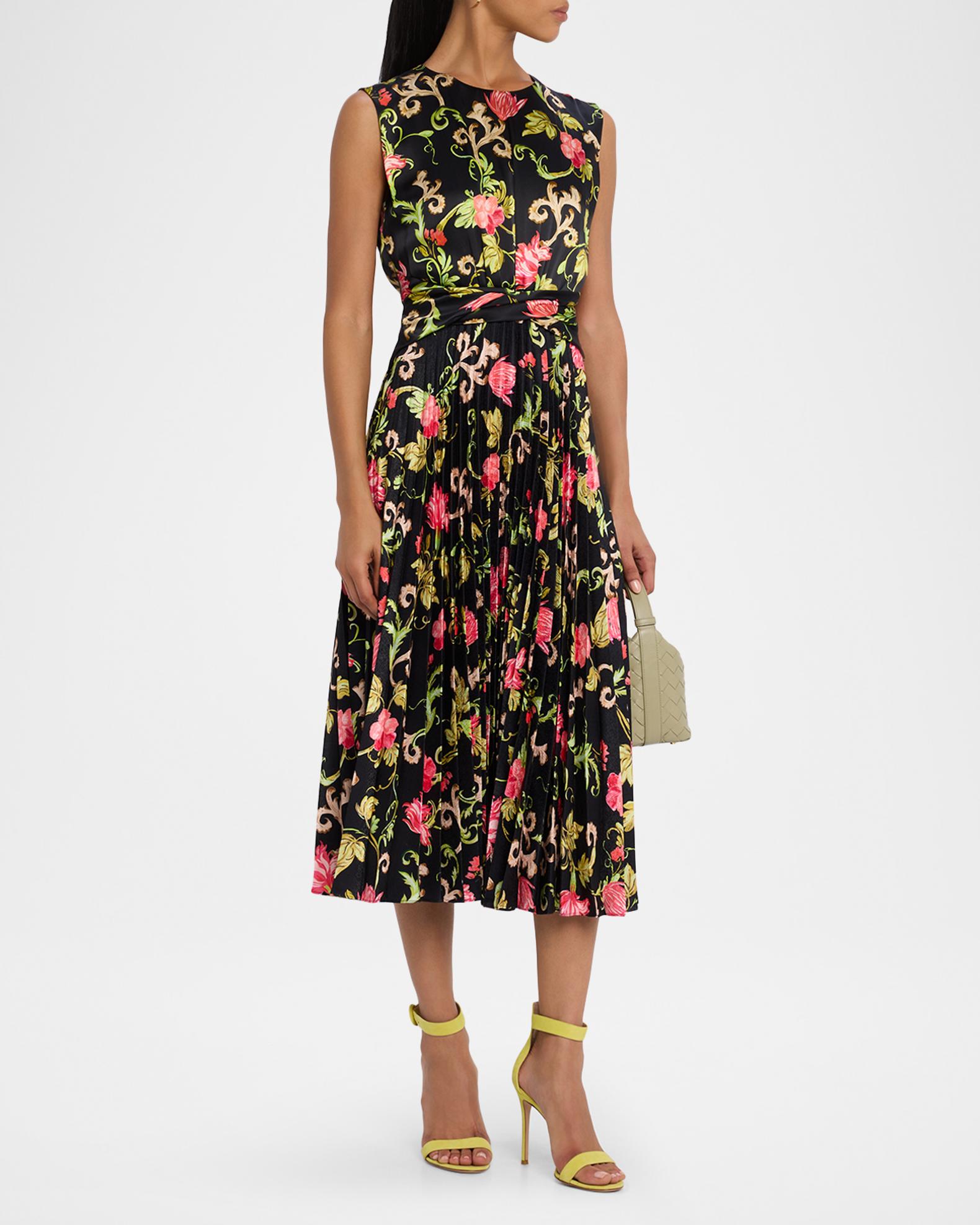 Saloni Gwen Silk Midi Dress Neiman Marcus