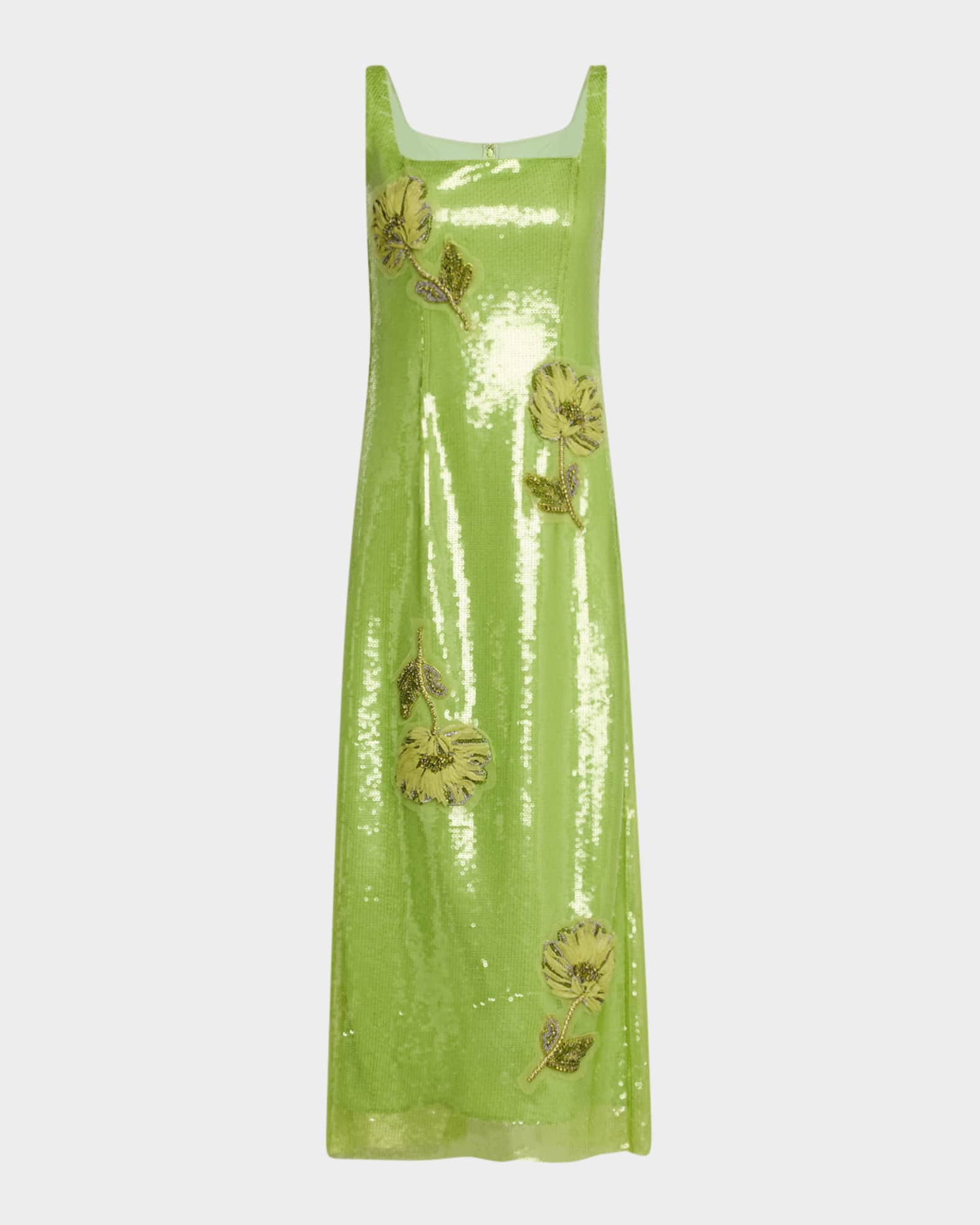 Huishan Zhang Marylin Crystal Flower Sequined Midi Dress