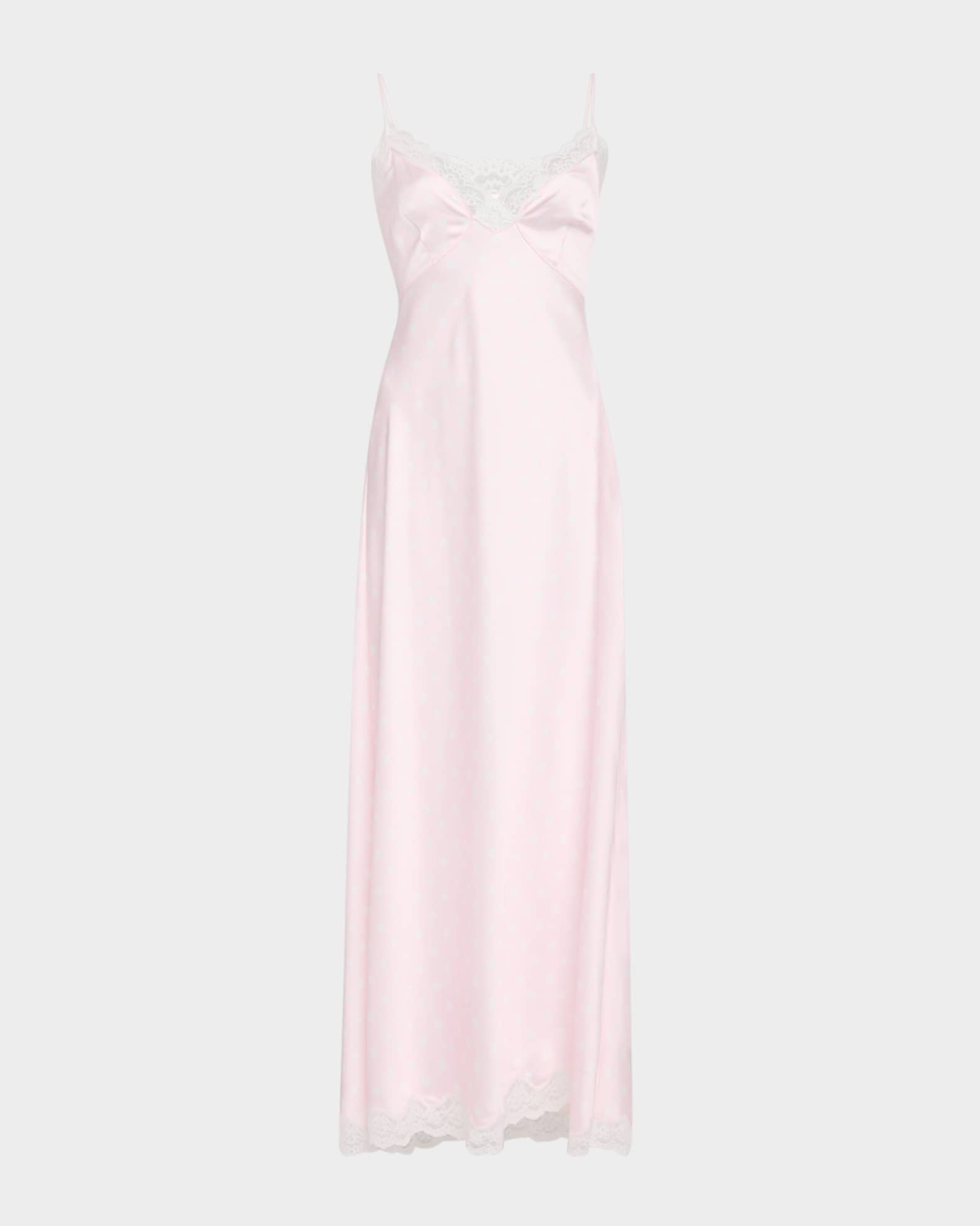 Manuela Satin Polka Dot Maxi Slip Dress 0