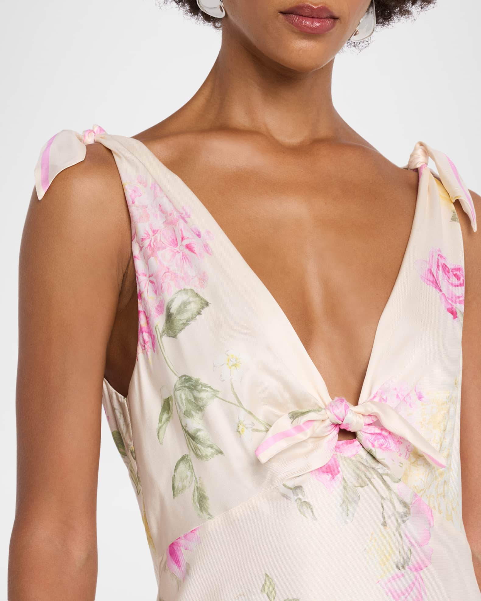 LoveShackFancy Perri Floral Scarf-Tie Maxi Dress | Neiman Marcus