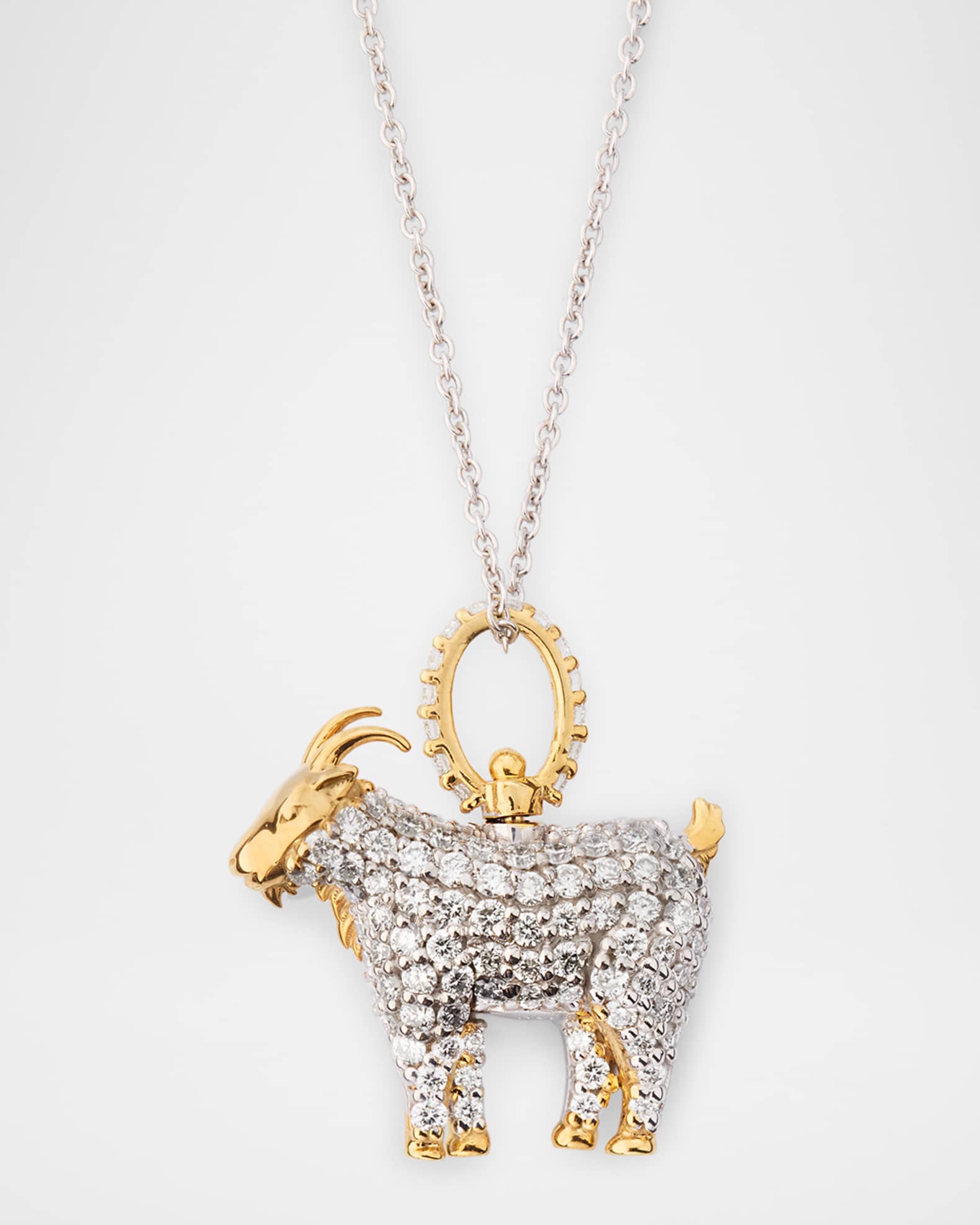 18K Gold The Goat Diamond Pendant Necklace 0