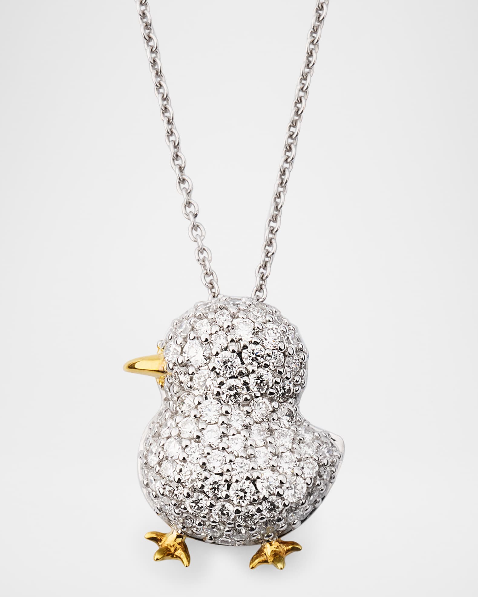 18K Gold Diamond Chick Pendant Necklace 0