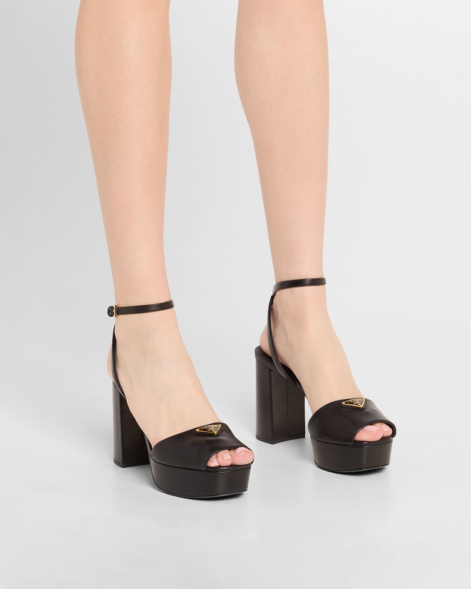 Nappa Triangle Peep-Toe Platform Sandals 1