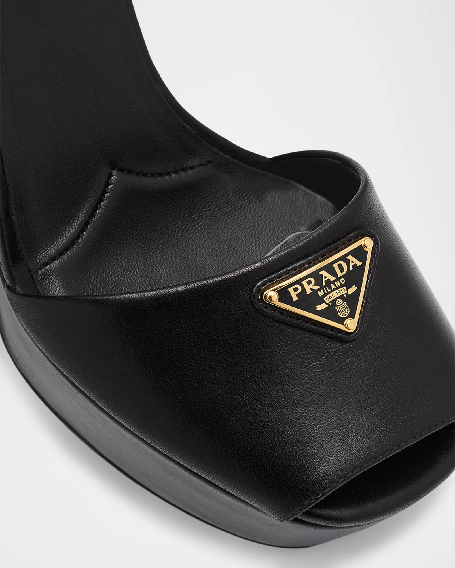 Prada Nappa Triangle Peep-Toe Platform Sandals | Neiman Marcus