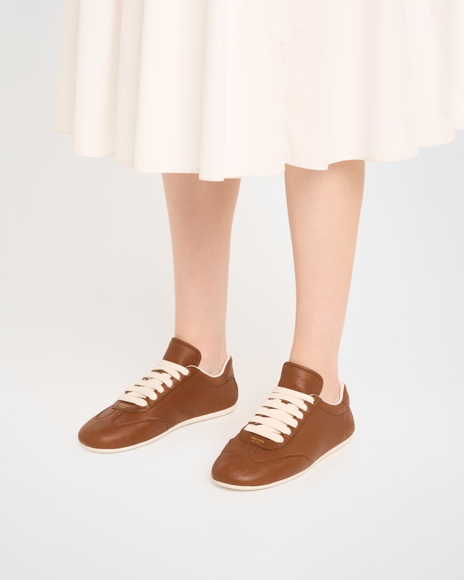 【K】PRADA Leather Low Heels Women's Prada Shoes | Neiman Marcus