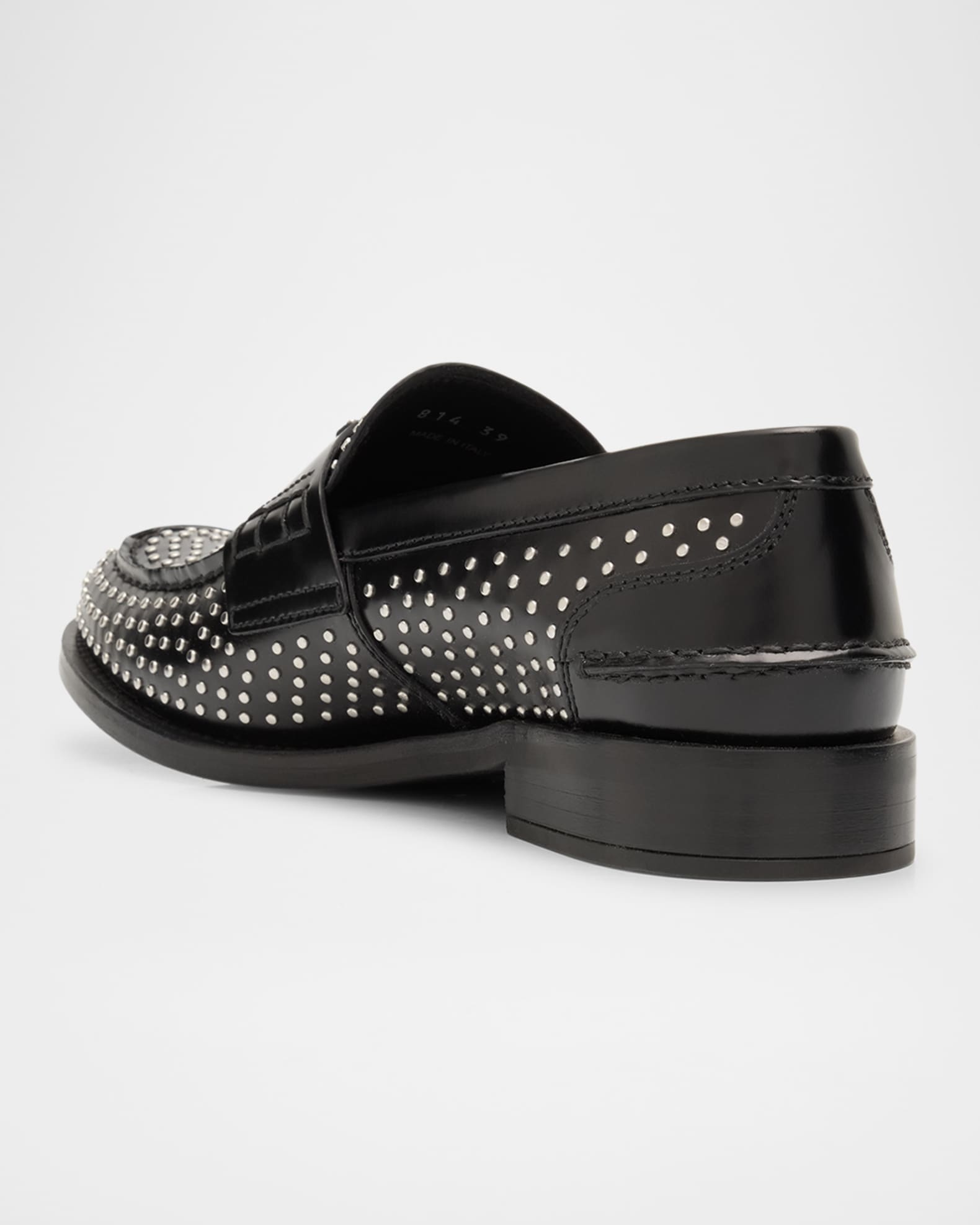 靴 PRADA SPAZZOLATO 37 Prada Spazzolato Leather Studded Loafers | Neiman Marcus