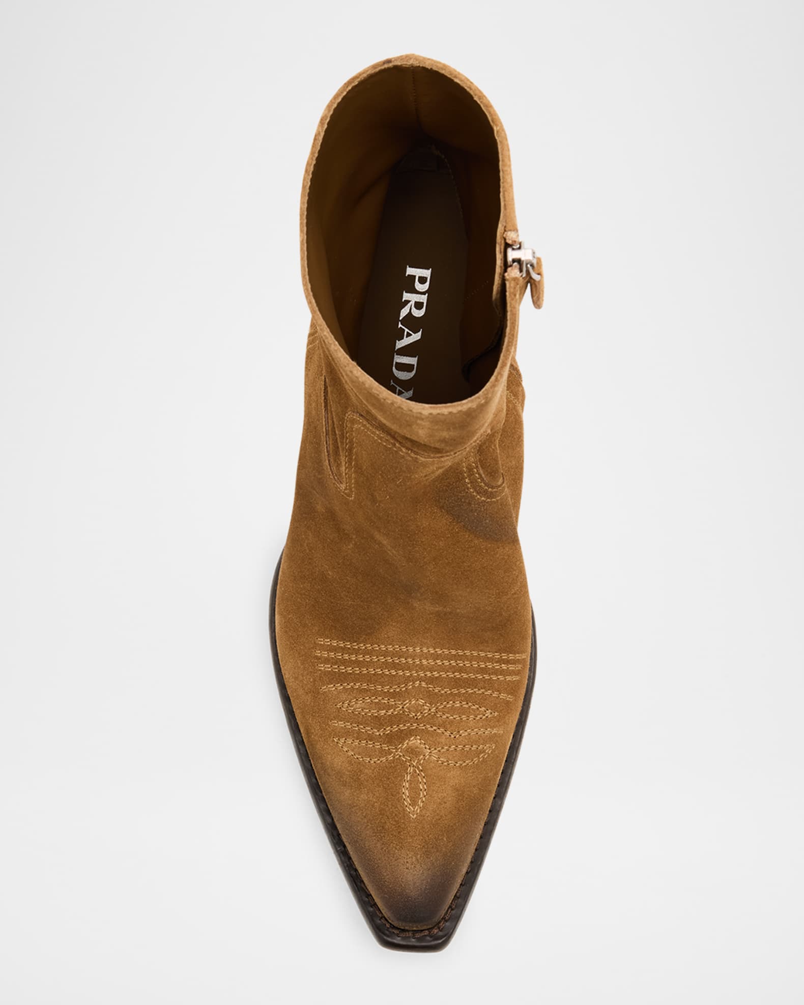 Prada Suede Western Booties | Neiman Marcus