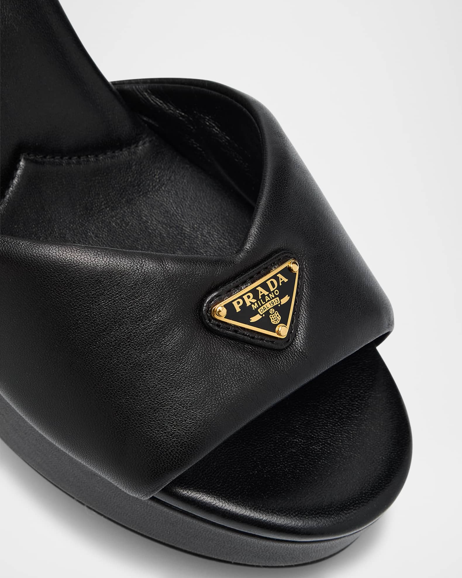 PRADA / ソフト スモール ナッパ Prada Soft Nappa Ankle Strap Platform Sandals | Neiman Marcus