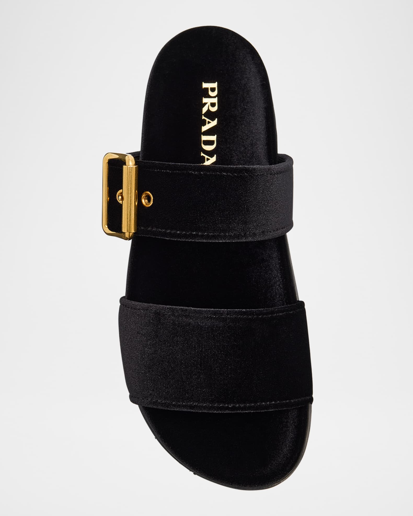 [Prada]★Velvet Slides Slippers★Black Prada Velvet Slides - Black | Editorialist