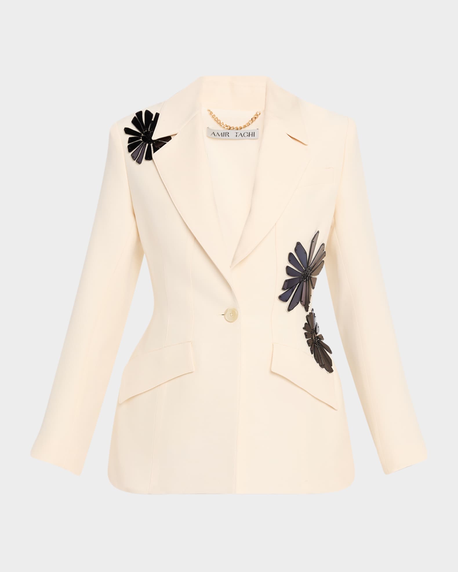 Bianca Flower Embroidered Single-Breasted Blazer 0