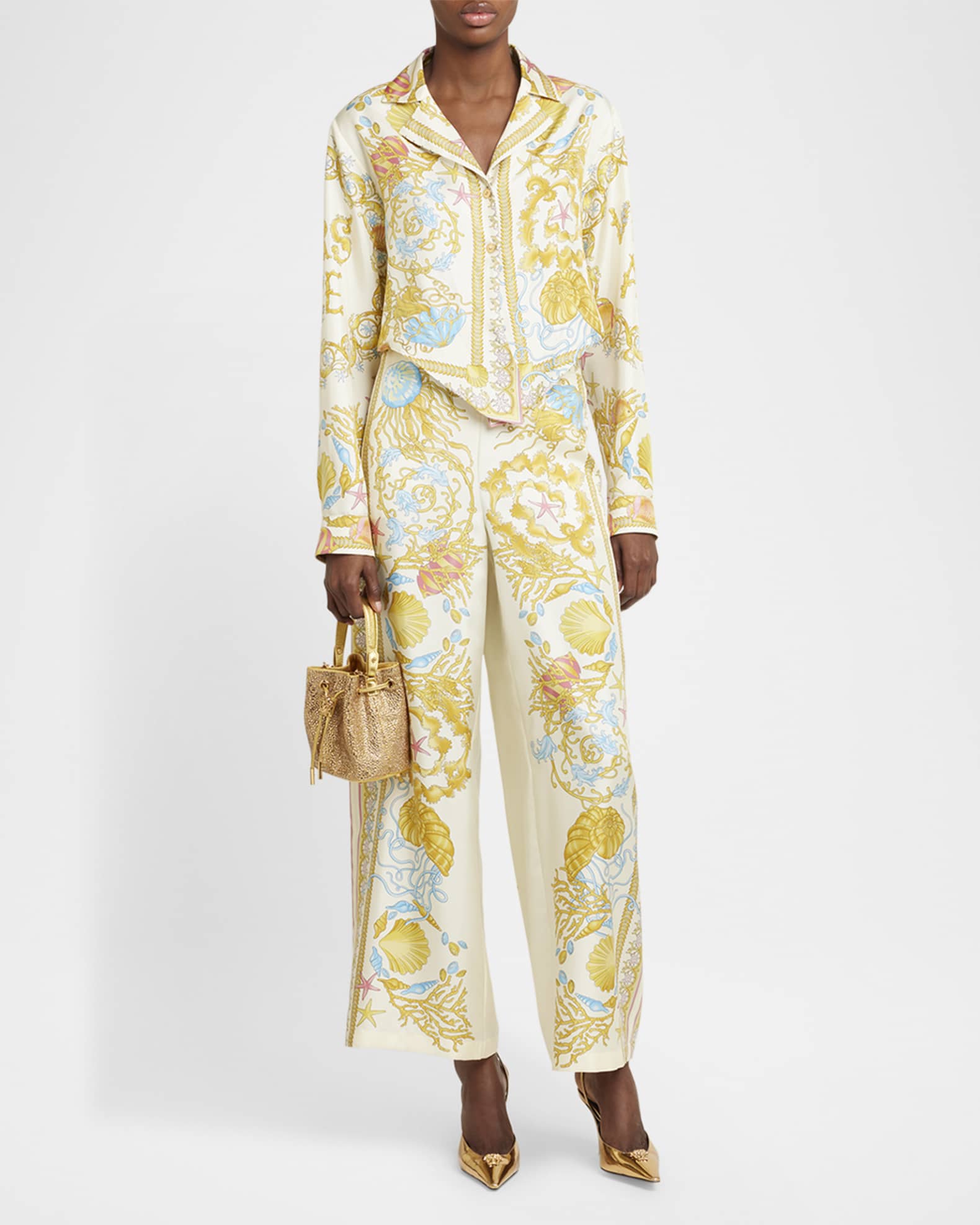 Underwater Barocco Foulard Silk Twill Crop Shirt 1