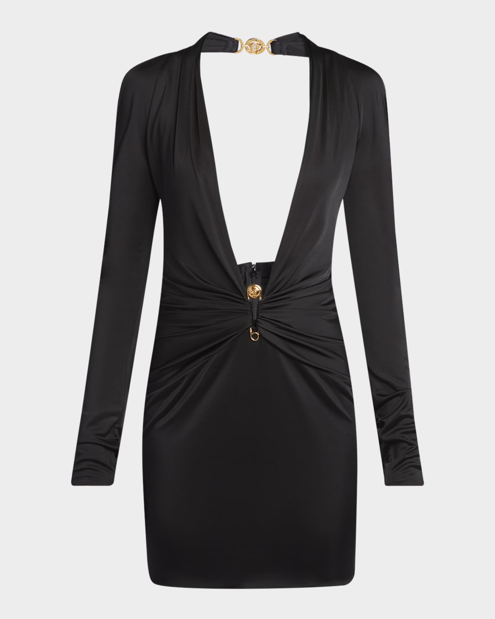ワンピース Versace Black stretch viscose mini dress VERSACE Cutout stretch-jersey mini dress | THE OUTNET
