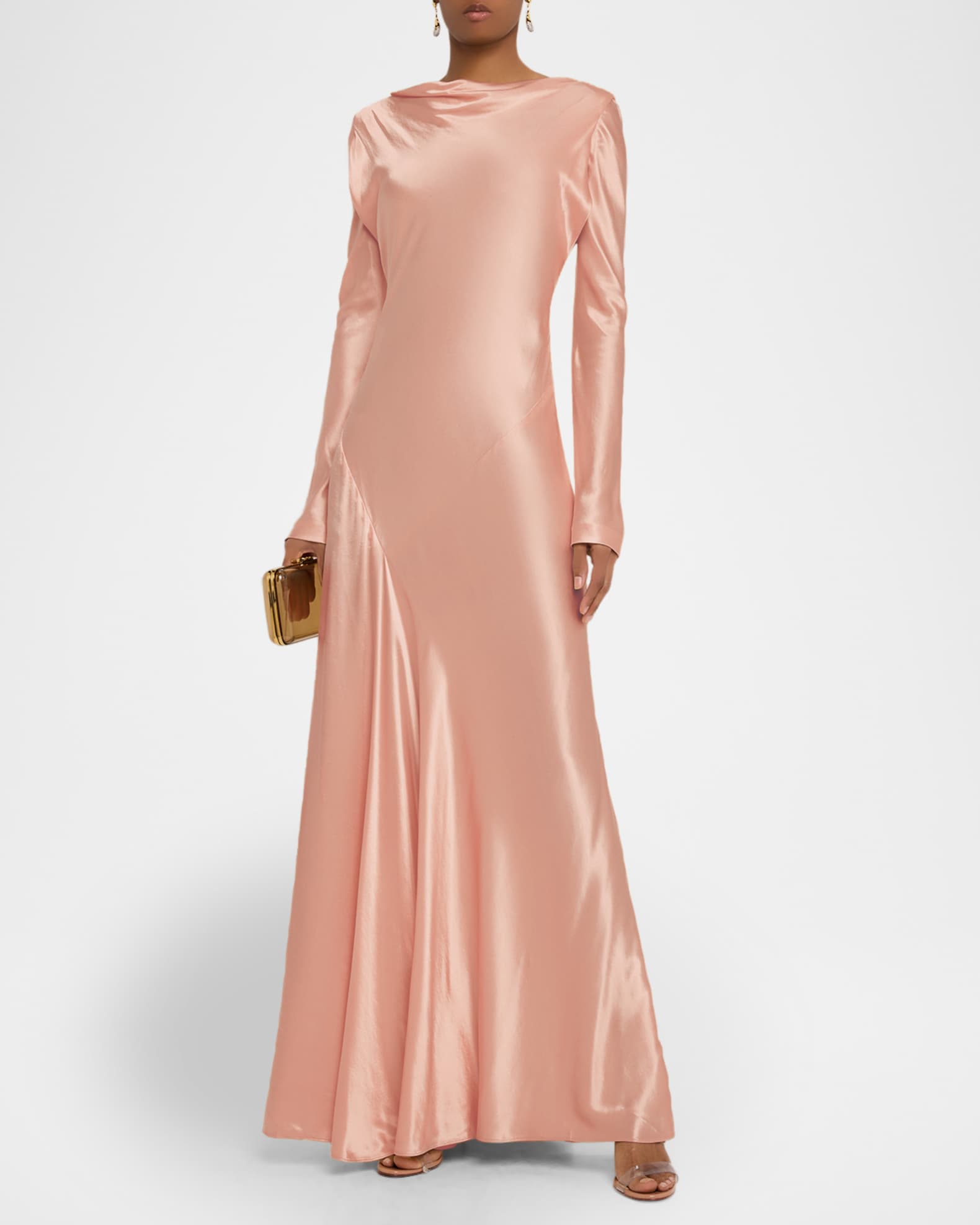 ワンピース A FERRETTI SS25 Long satin dress (J04031619 0178) Satin dress with cape sleeves | Alberta Ferretti
