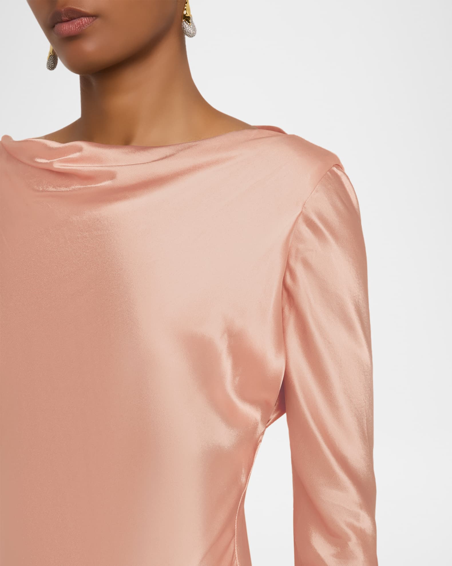 ワンピースその他 Alberta Ferretti Long pink dress in shiny satin Alberta Ferretti Satin Maxi Dress | Pink | FARFETCH