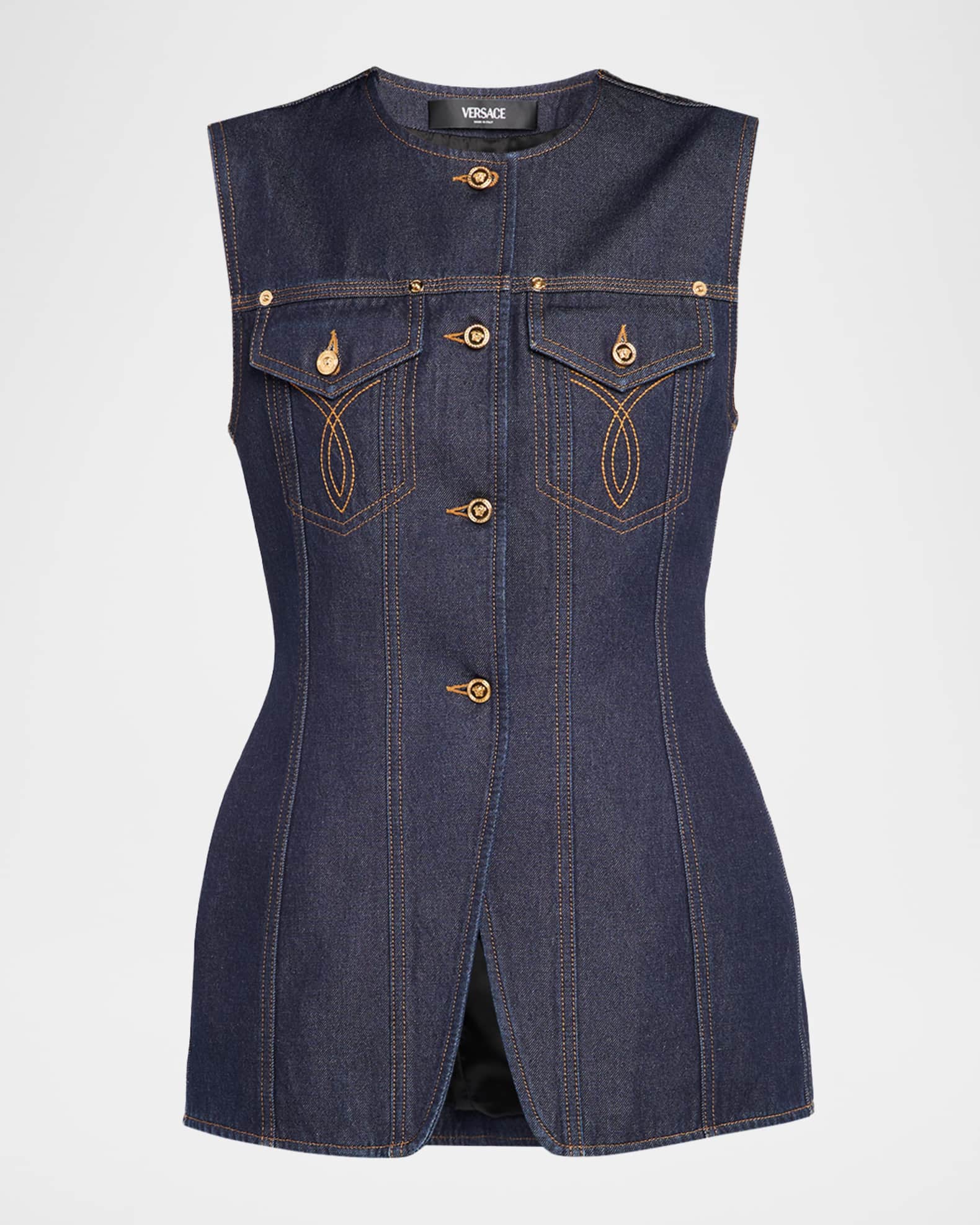 Denim SIngle-Breasted Vest 0