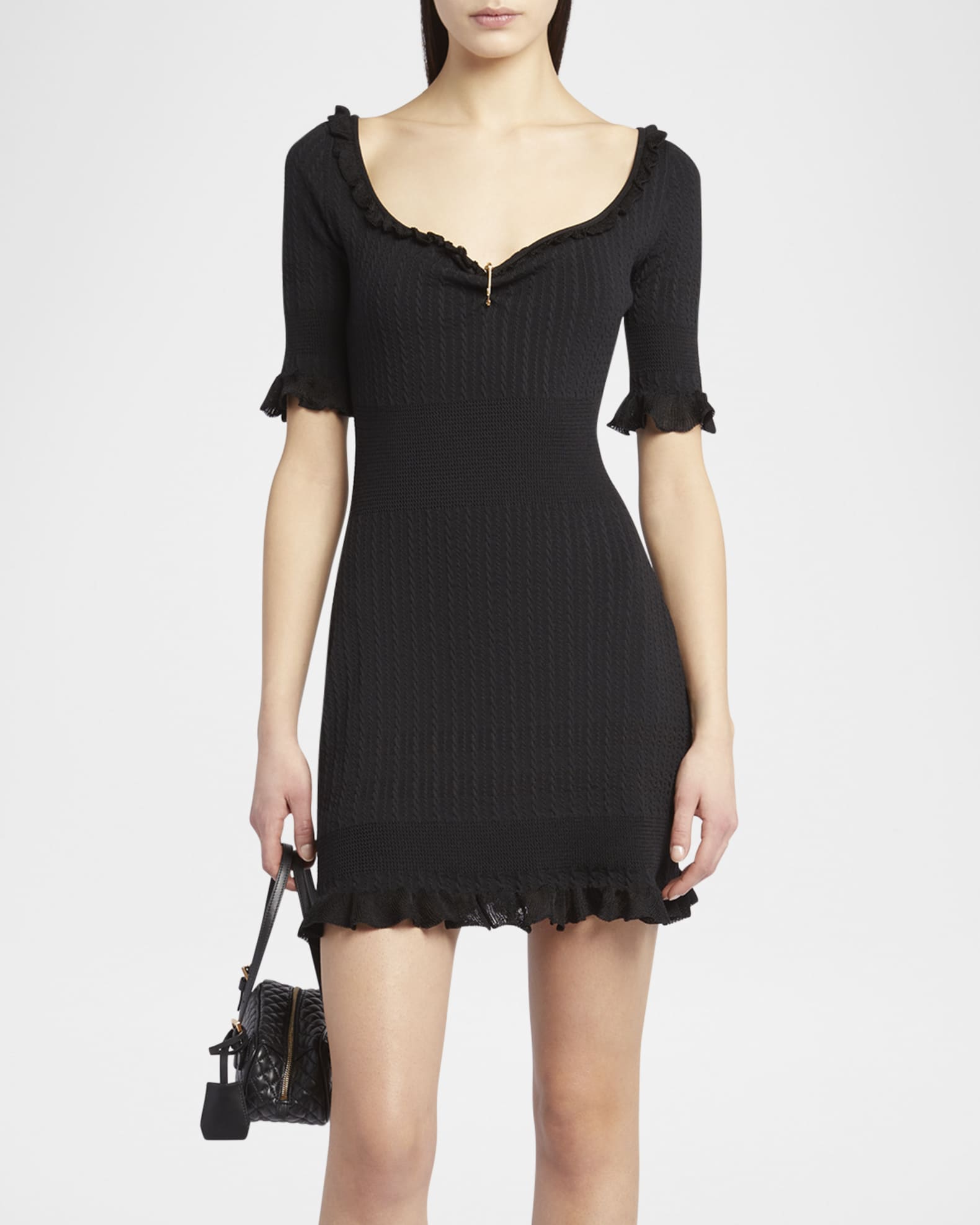 Medusa Pin-Gathered Micro Cable Mini Dress