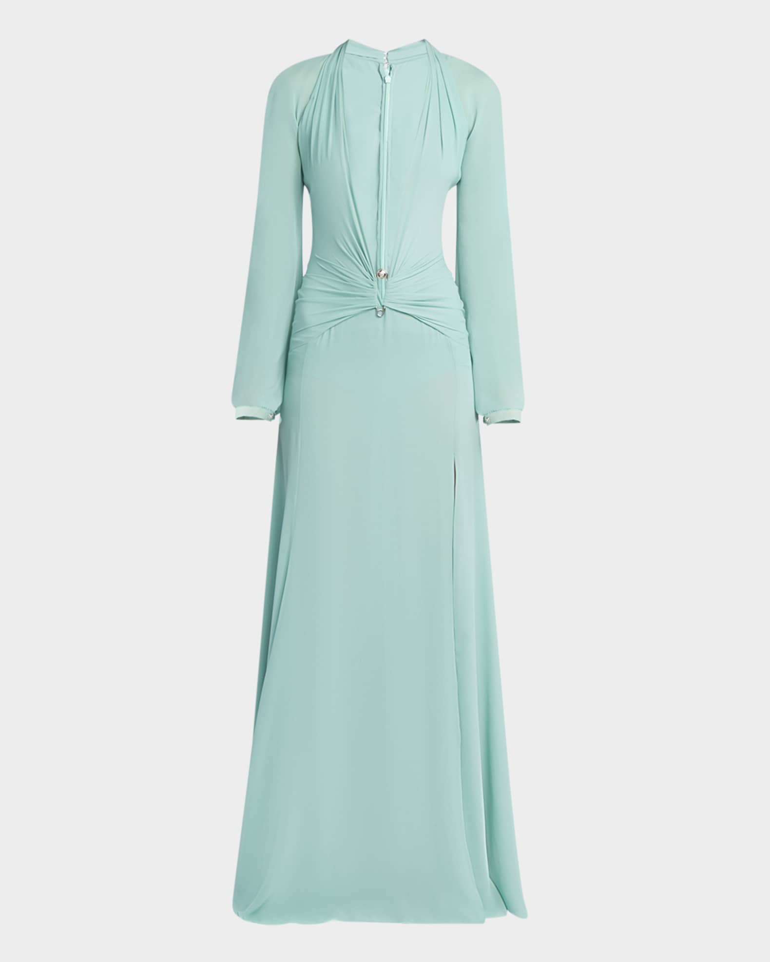 Deep V-Neck Silk Georgette Gown 0