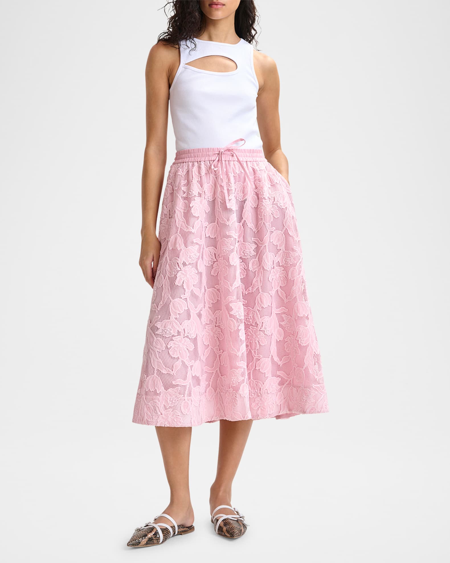 Heast Floral-Embroidered Midi Skirt 1