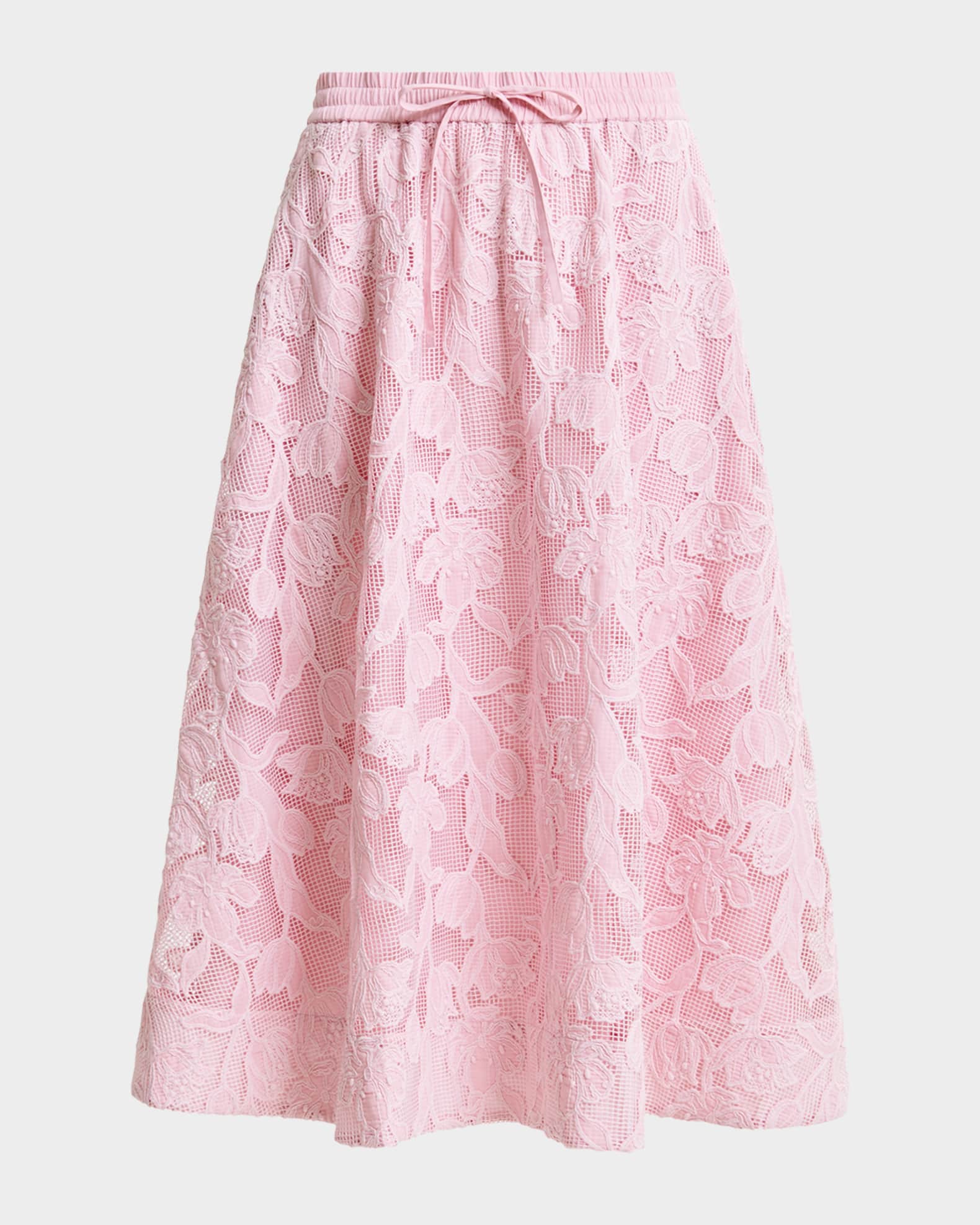 Heast Floral-Embroidered Midi Skirt 0