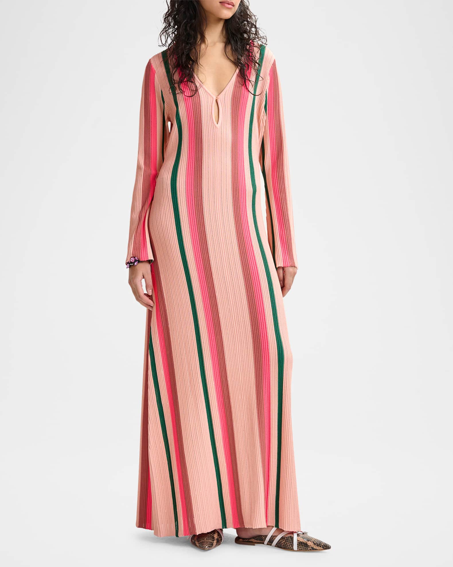 Hiscape Striped Knit Maxi Dress 1