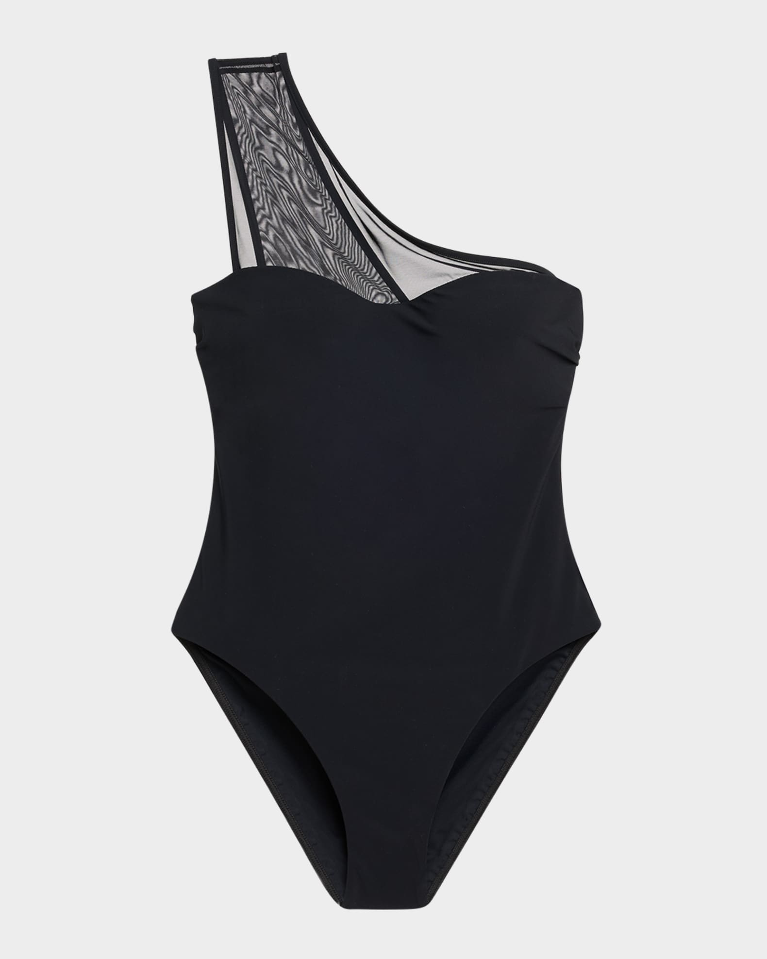 Asymmetric Mesh One-Piece Swimsuit 0