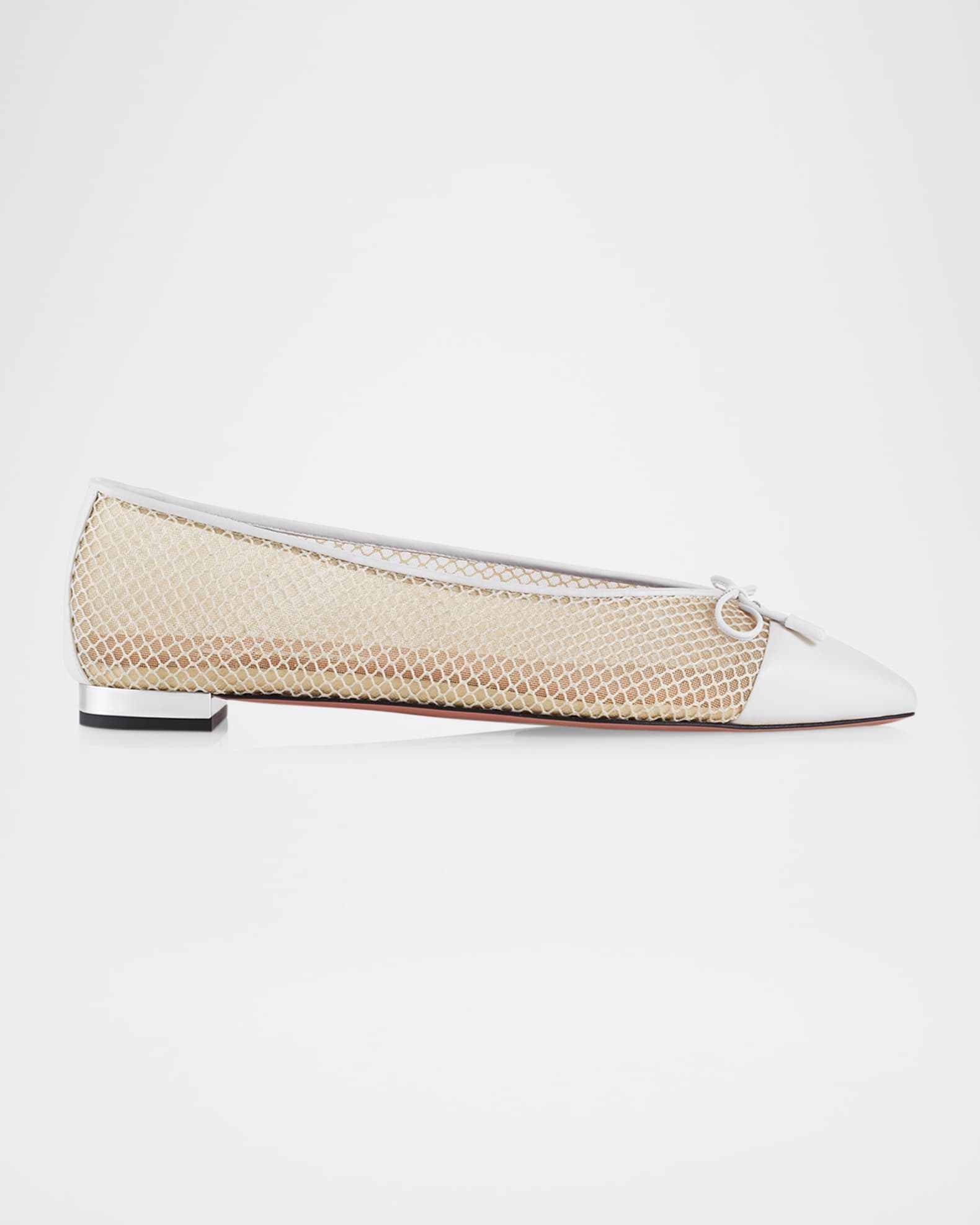 Aquazzura Gioia Mesh Net Cap-Toe Ballerina Flats | Neiman Marcus