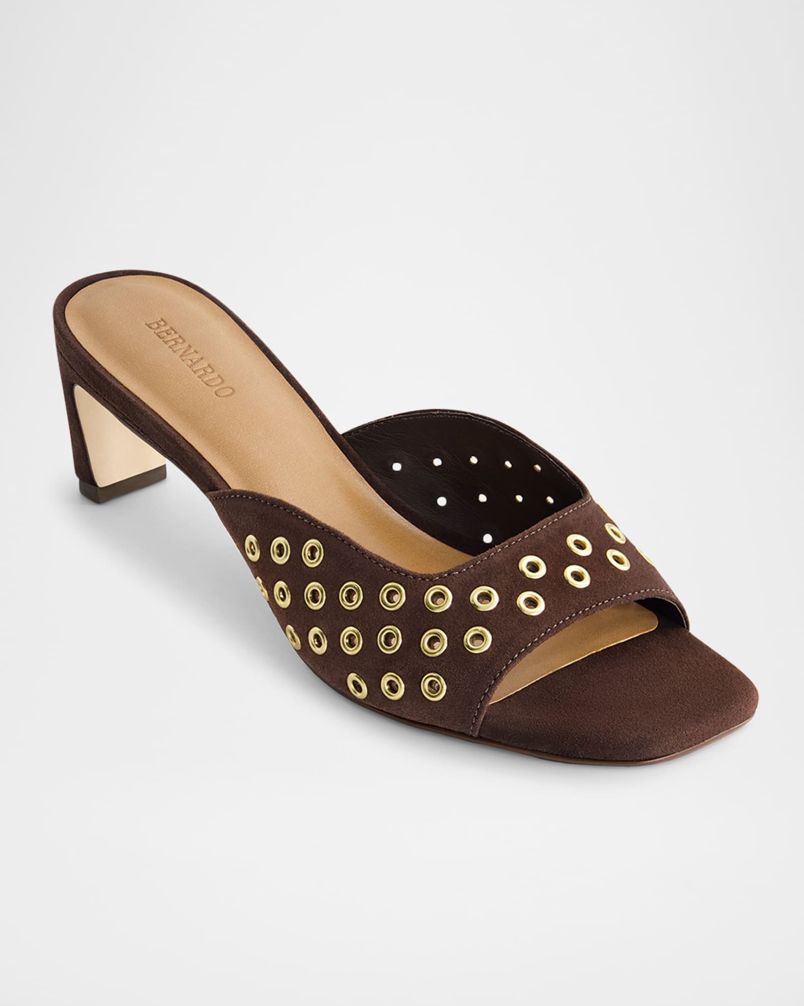 Suede Grommet Slide Mule Sandals 1