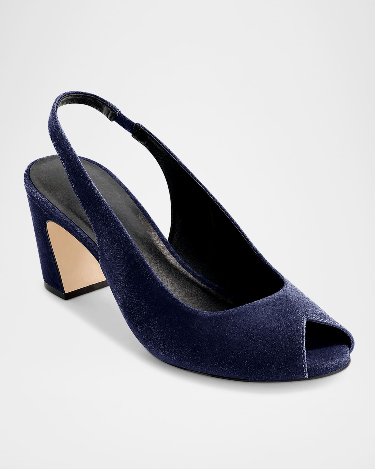 Suede Peep-Toe Slingback Pumps 1