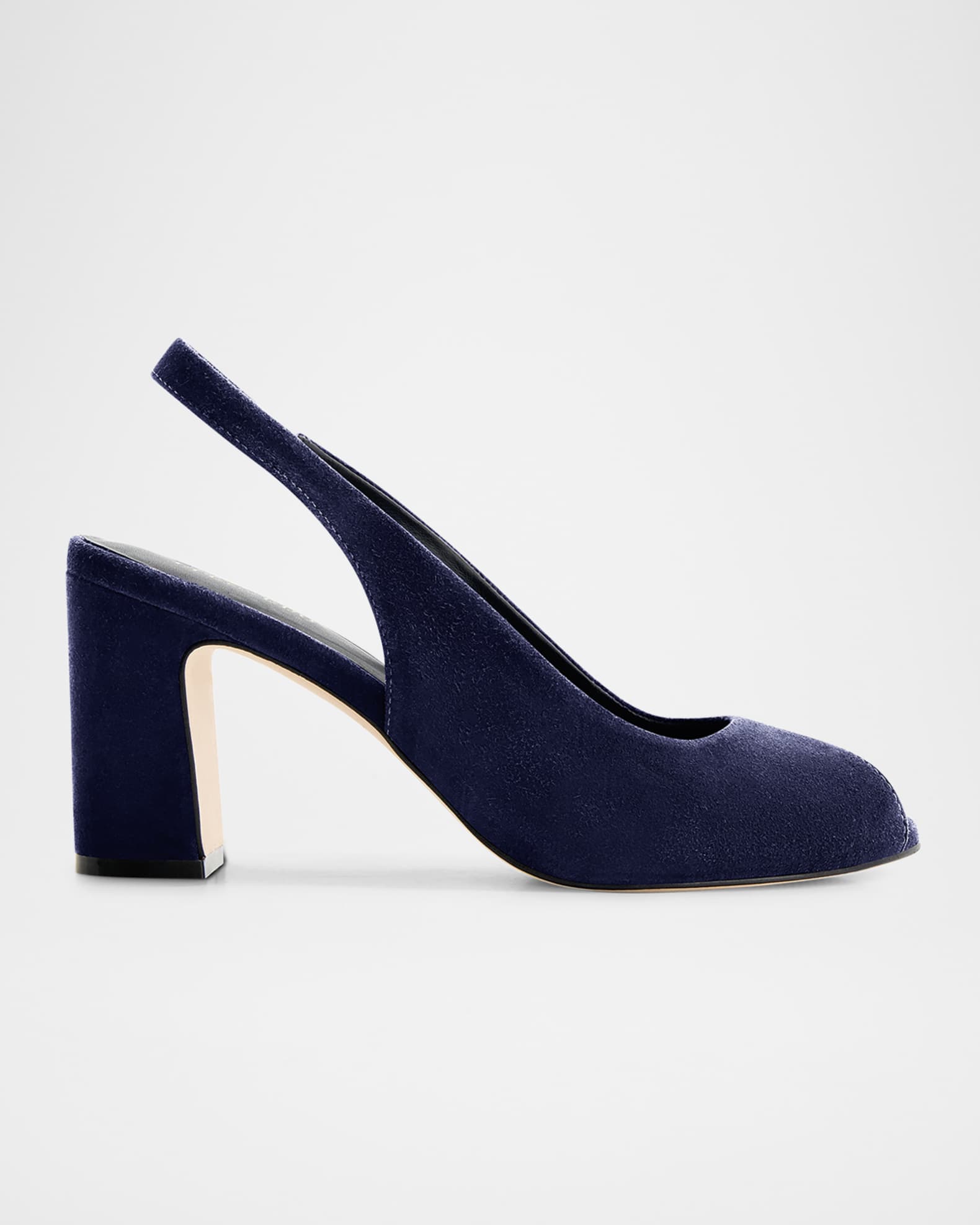 Suede Peep-Toe Slingback Pumps 0