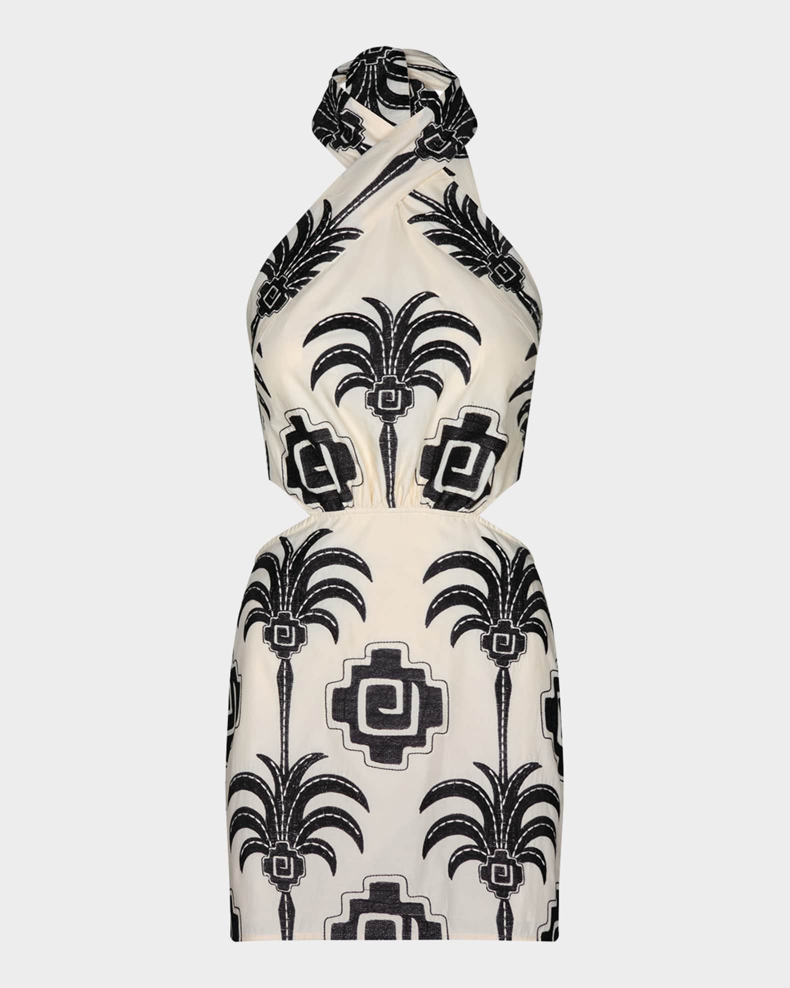sachin and babi light blue dress Halter Neck Embroidered Mini Dress Off White / S