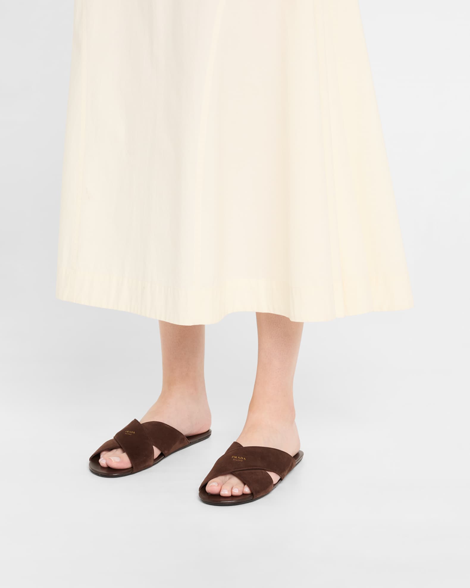 Suede Crisscross Slide Sandals 1