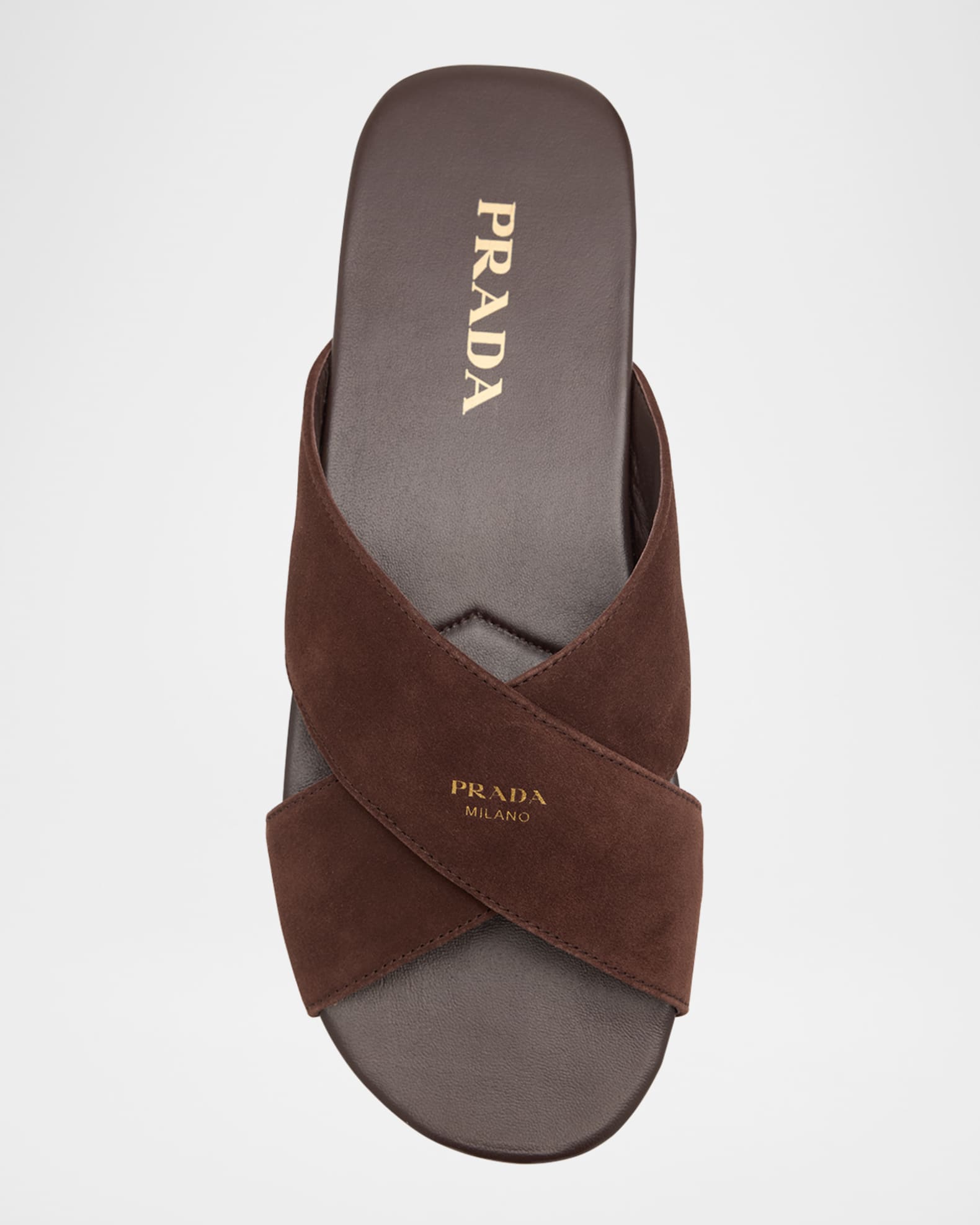 【日本入手困難】プラダ Suede crisscross slides サンダル Prada Suede Crisscross Slide Sandals | Neiman Marcus