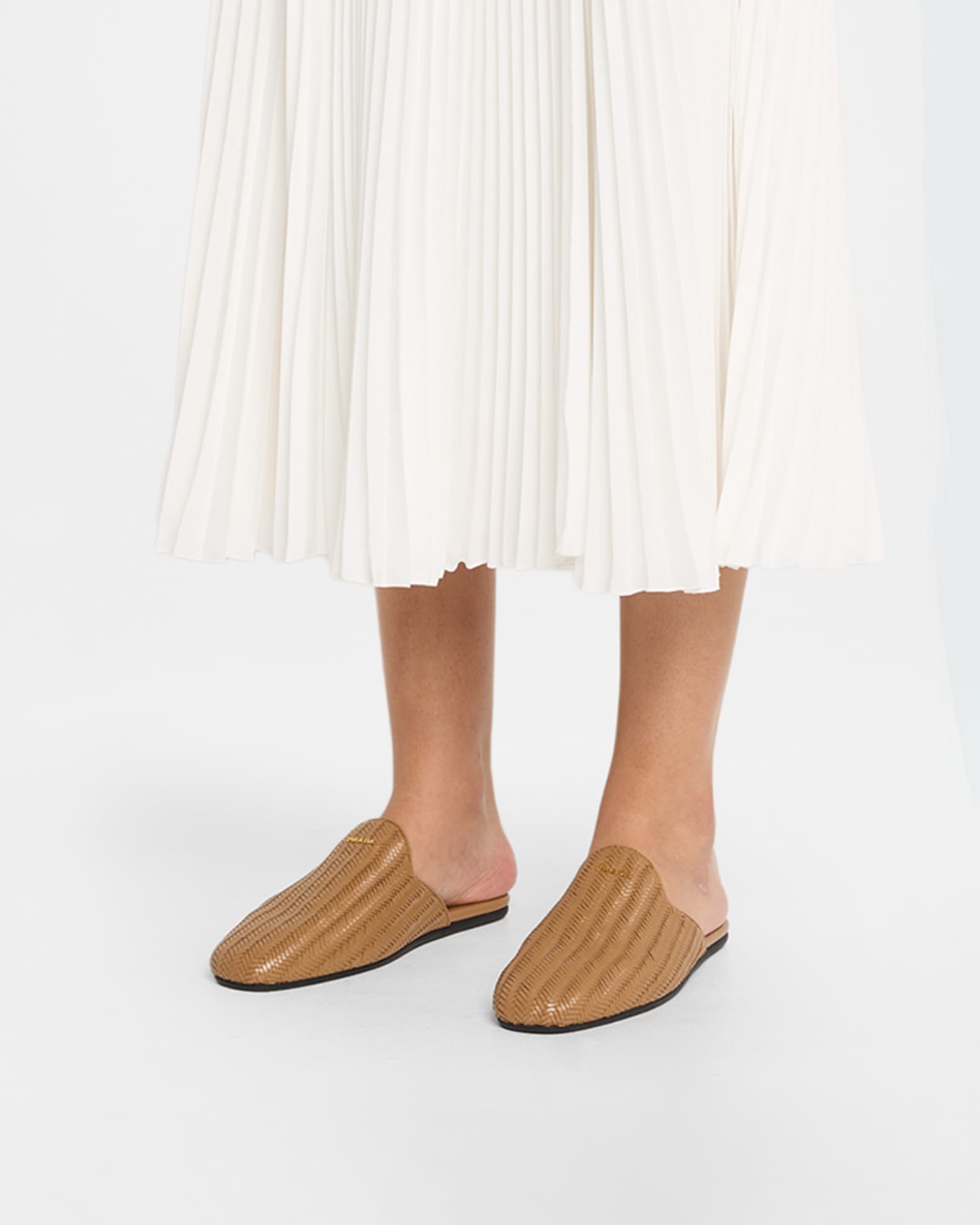 Prada Woven Leather Mule Loafers | Neiman Marcus