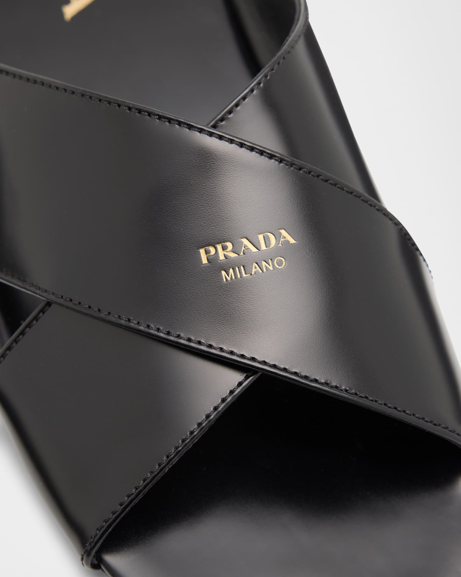 Prada Leather crisscross slides ★関税込 Prada Leather Crisscross Slides | Black | FARFETCH