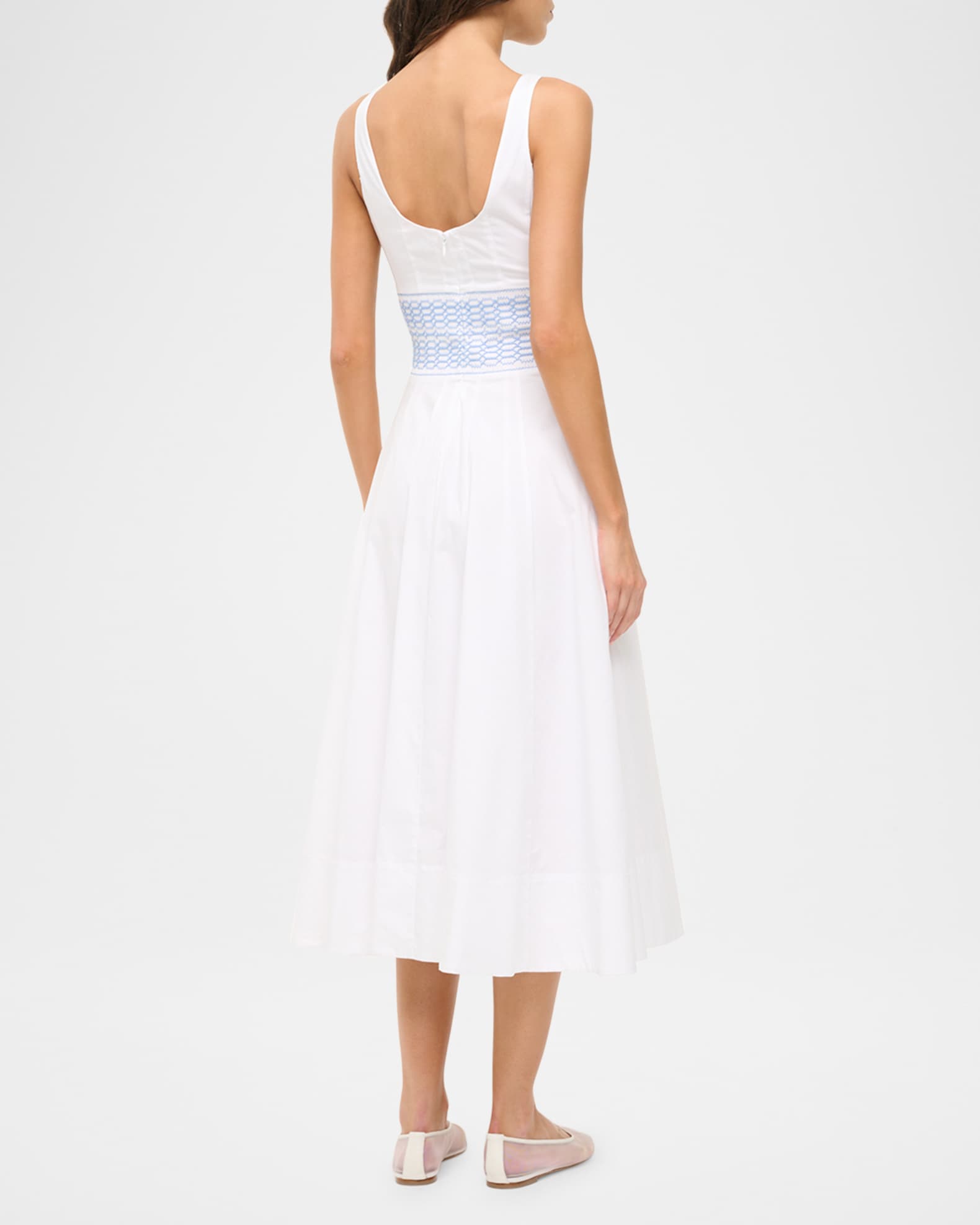 STAUD Rig Embroidered Cotton Midi Dress | Neiman Marcus