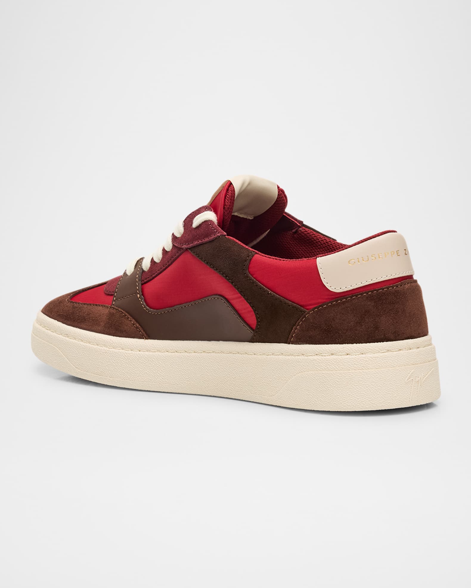 Men's Textile and Leather Low-Top Sneakers