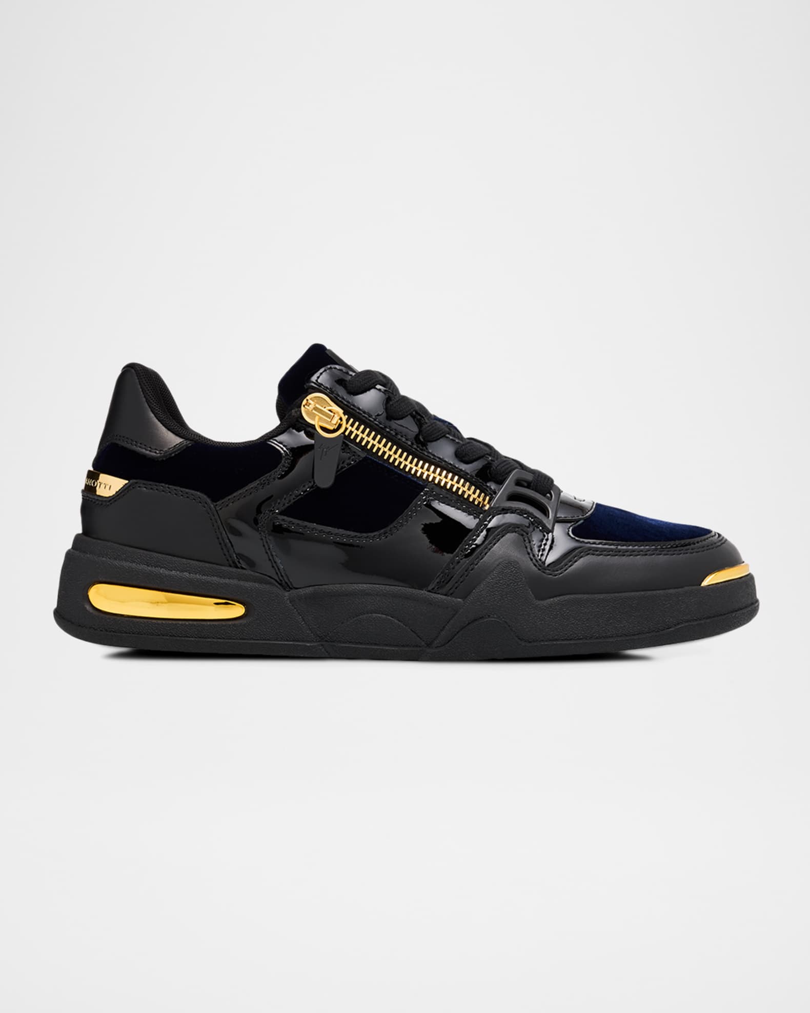 Giuseppe Zanotti Men's Ghost Velvet and Leather Fashion Sneakers