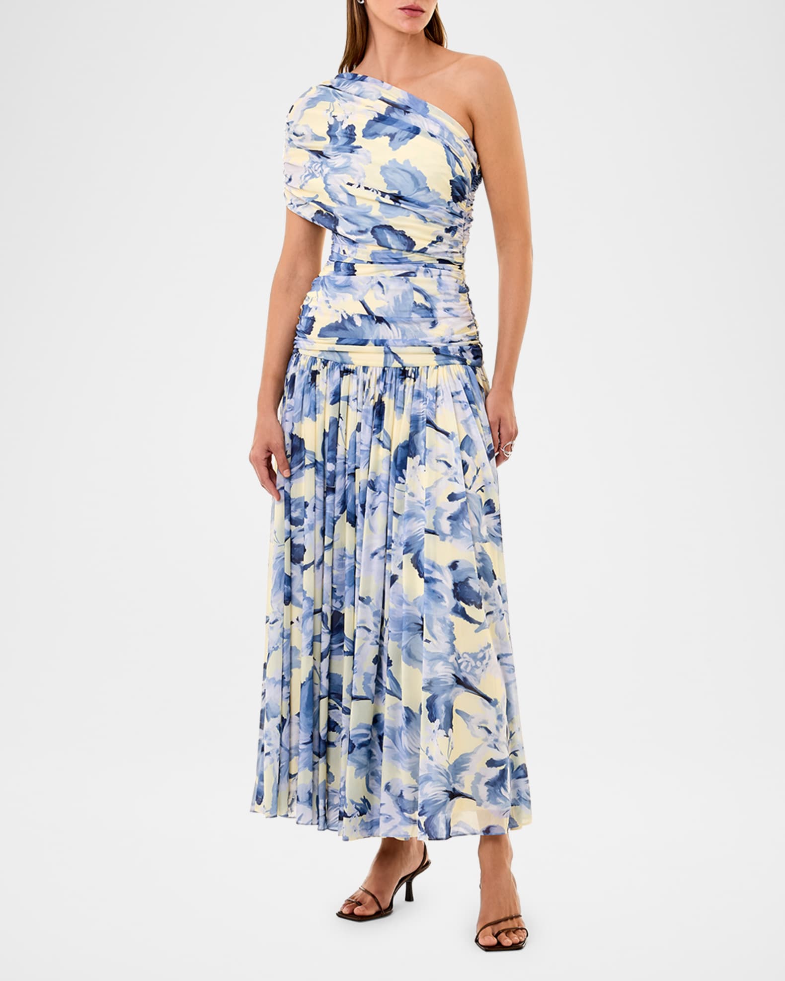 Gaia Ruched One-Shoulder Jersey Maxi Dress 1