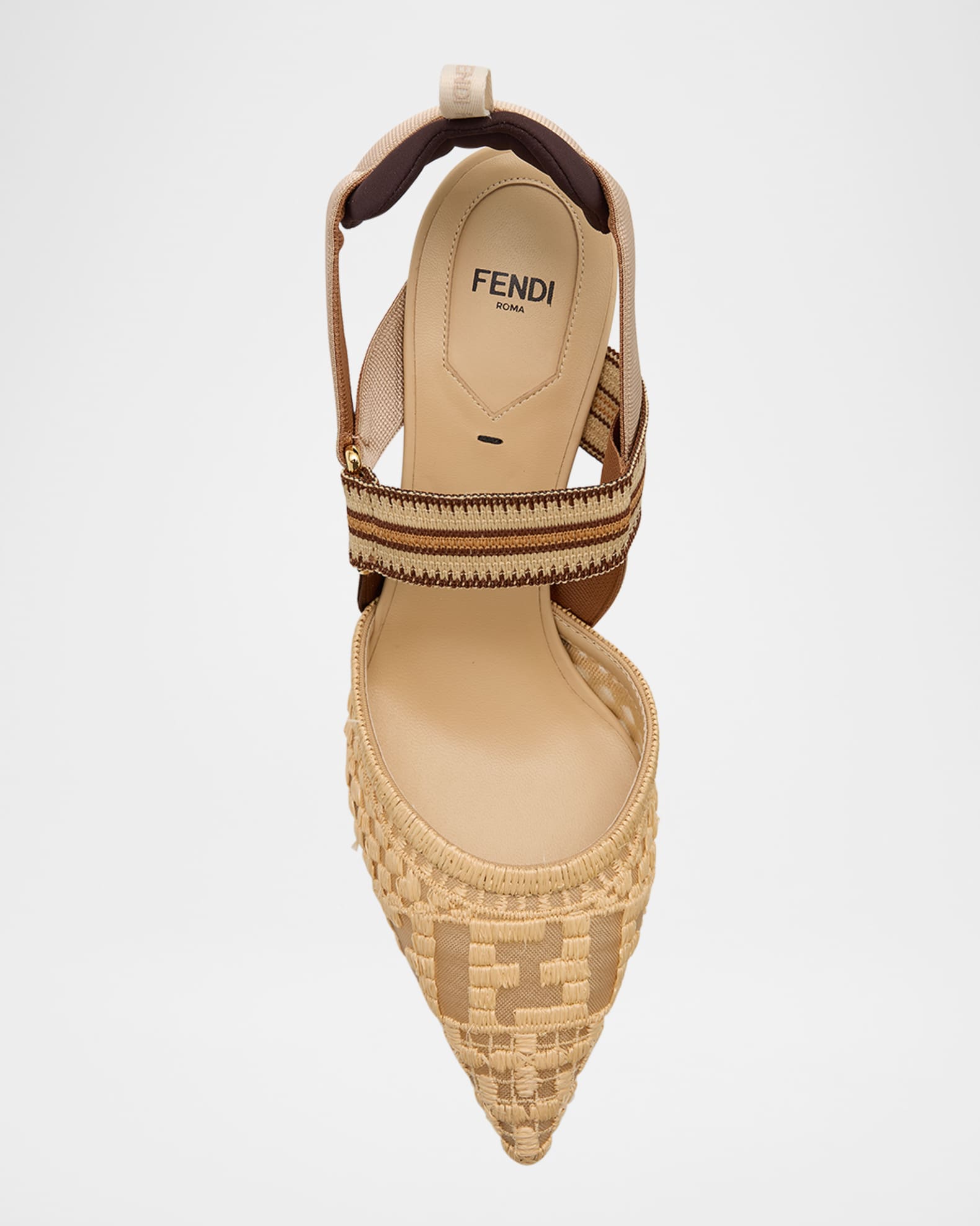 Fendi Colibri Raffia FF Sporty Slingback Pumps | Neiman Marcus