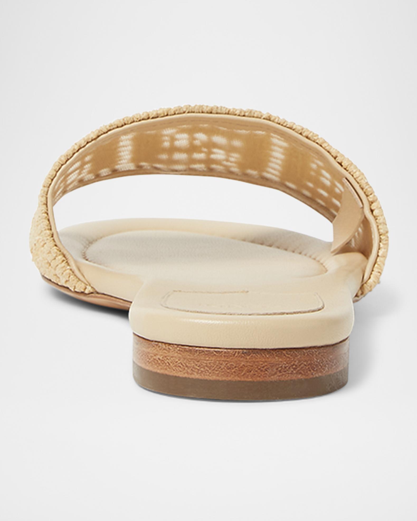 Fendi Sunshine FF Raffia Leather Slide Sandals | Neiman Marcus