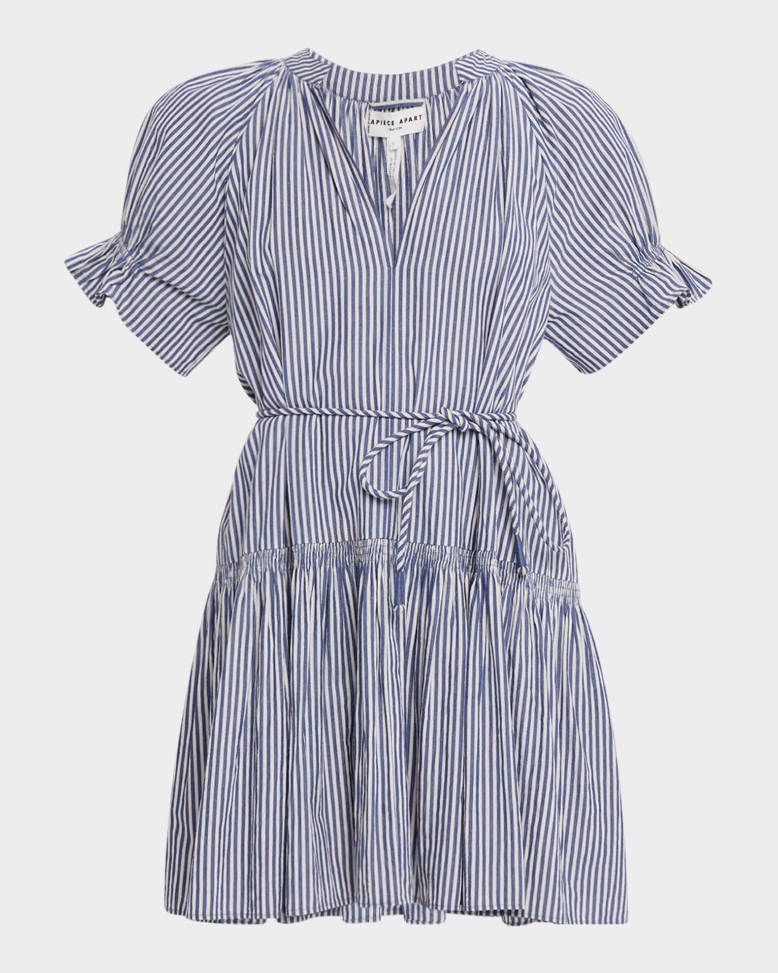 Marza Striped Organic Cotton Mini Dress 0