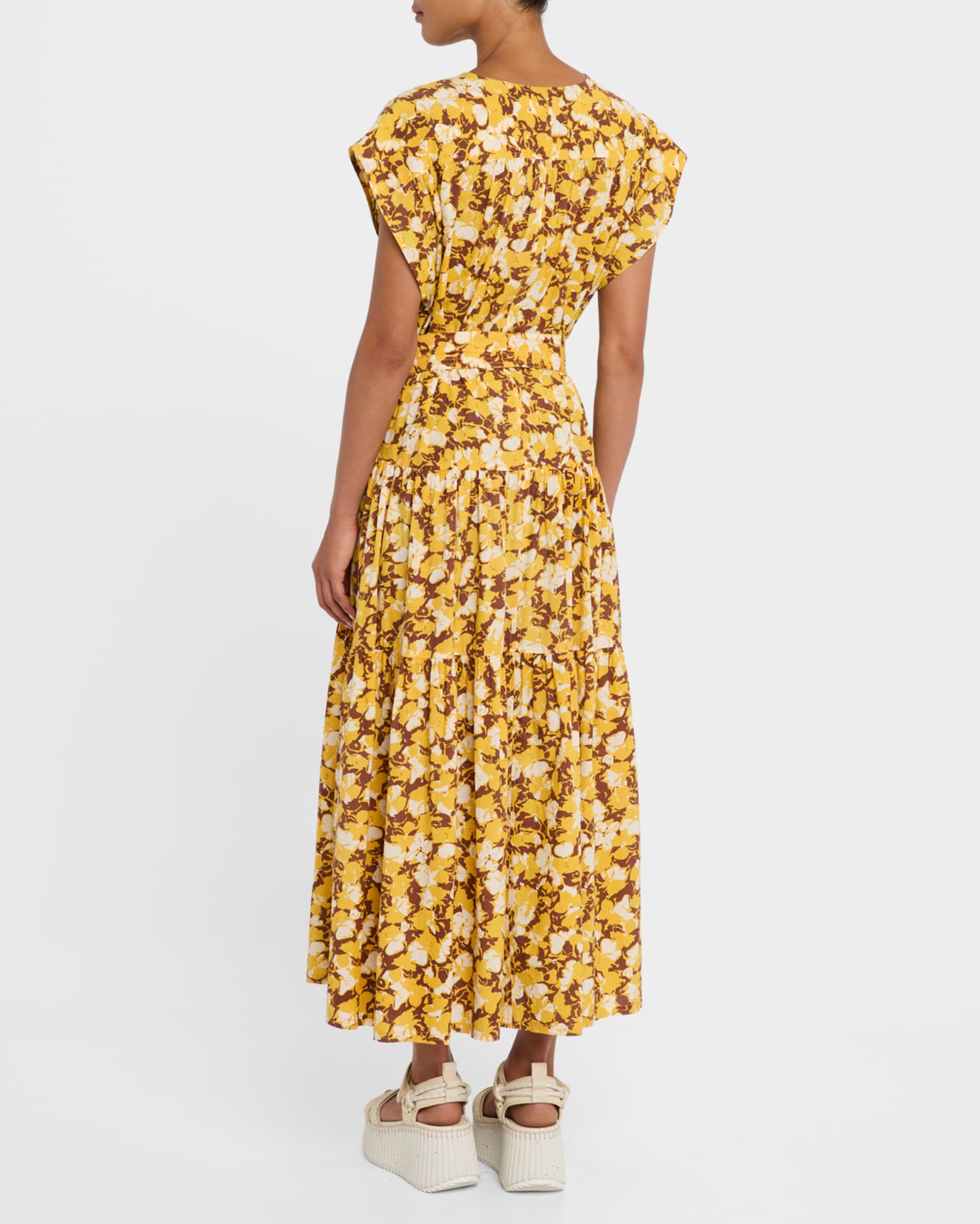 tiered maxi dress in organic cotton 100% Organic Cotton Tiered Maxi Dress in Navy