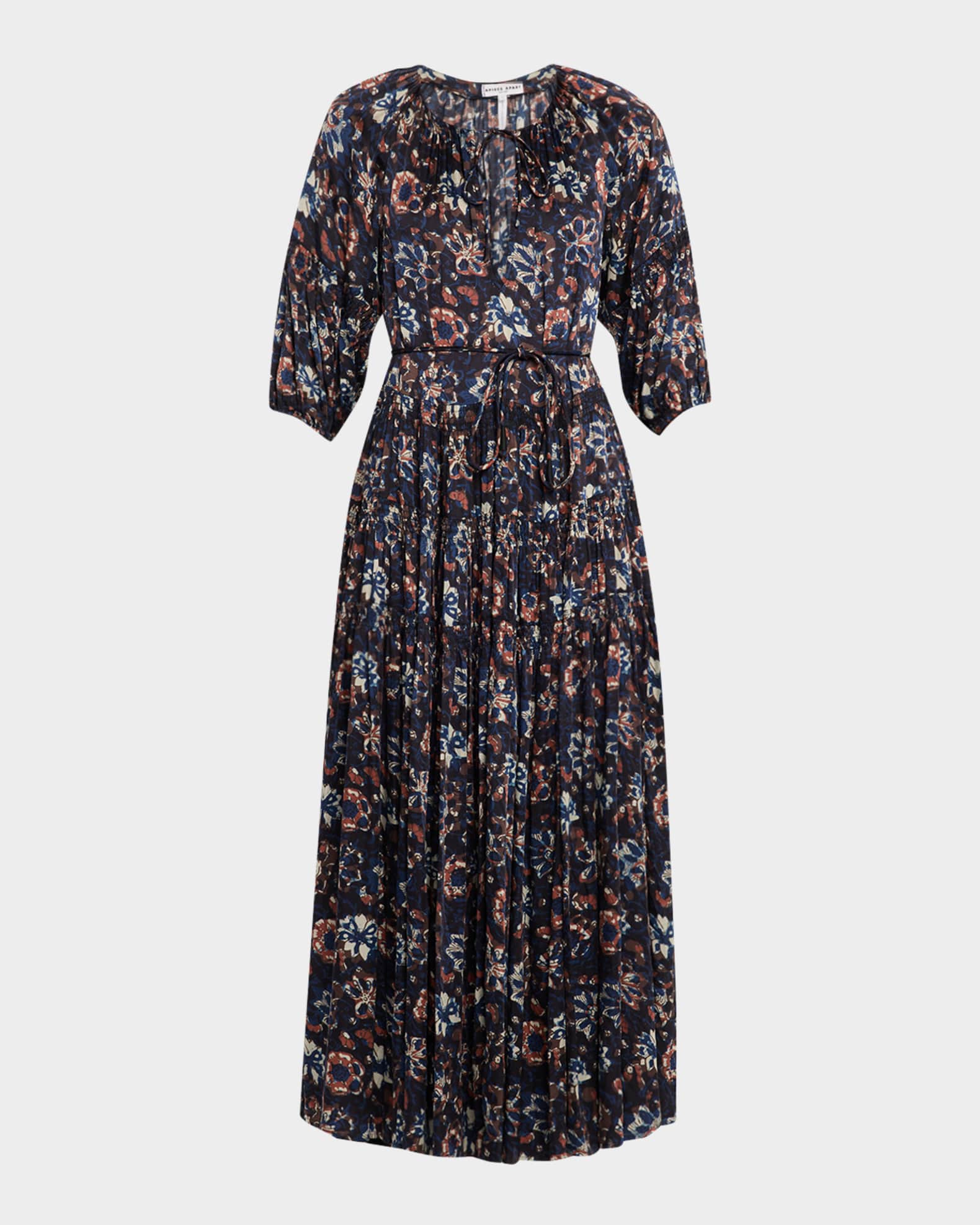Santa Cecilia Tiered Viscose Sateen Maxi Dress 0