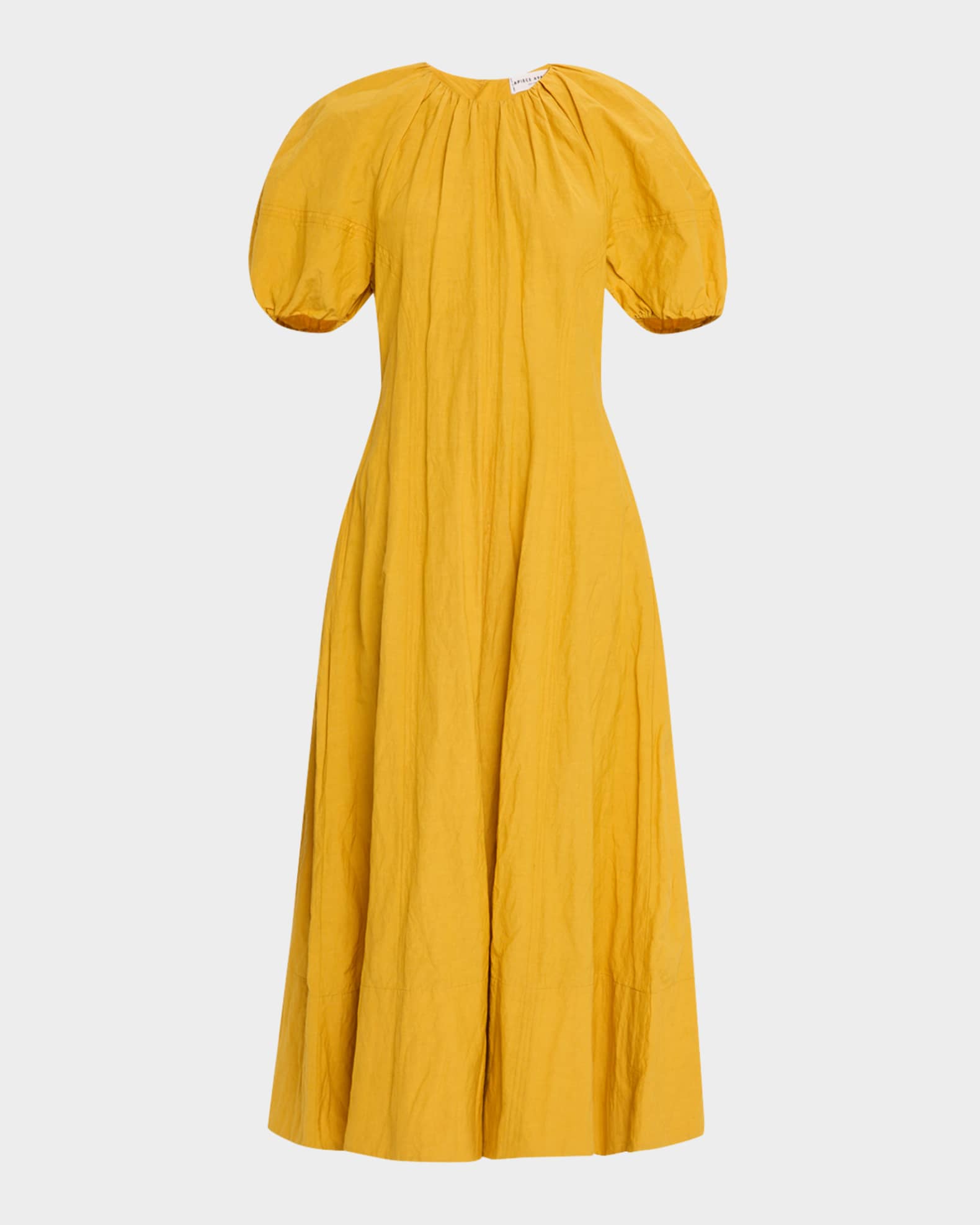 Antonella Blouson-Sleeve Ruched Maxi Dress 0