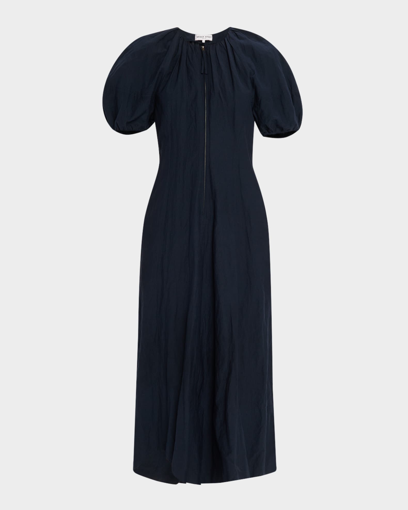 Neli Blouson-Sleeve Ruched Maxi Dress 0